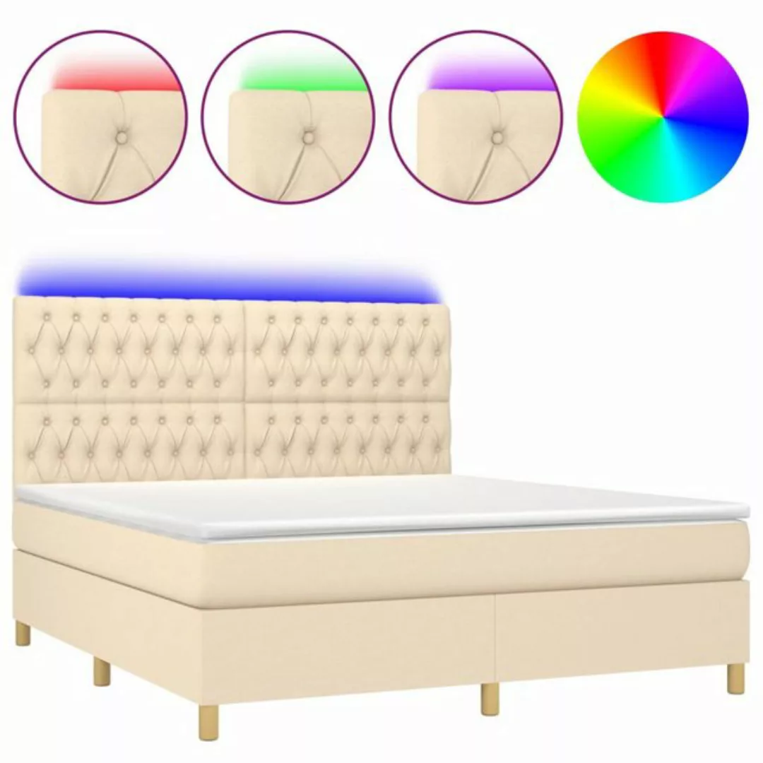 vidaXL Boxspringbett Bett Boxspringbett mit Matratze & Topper & LED (160 x günstig online kaufen