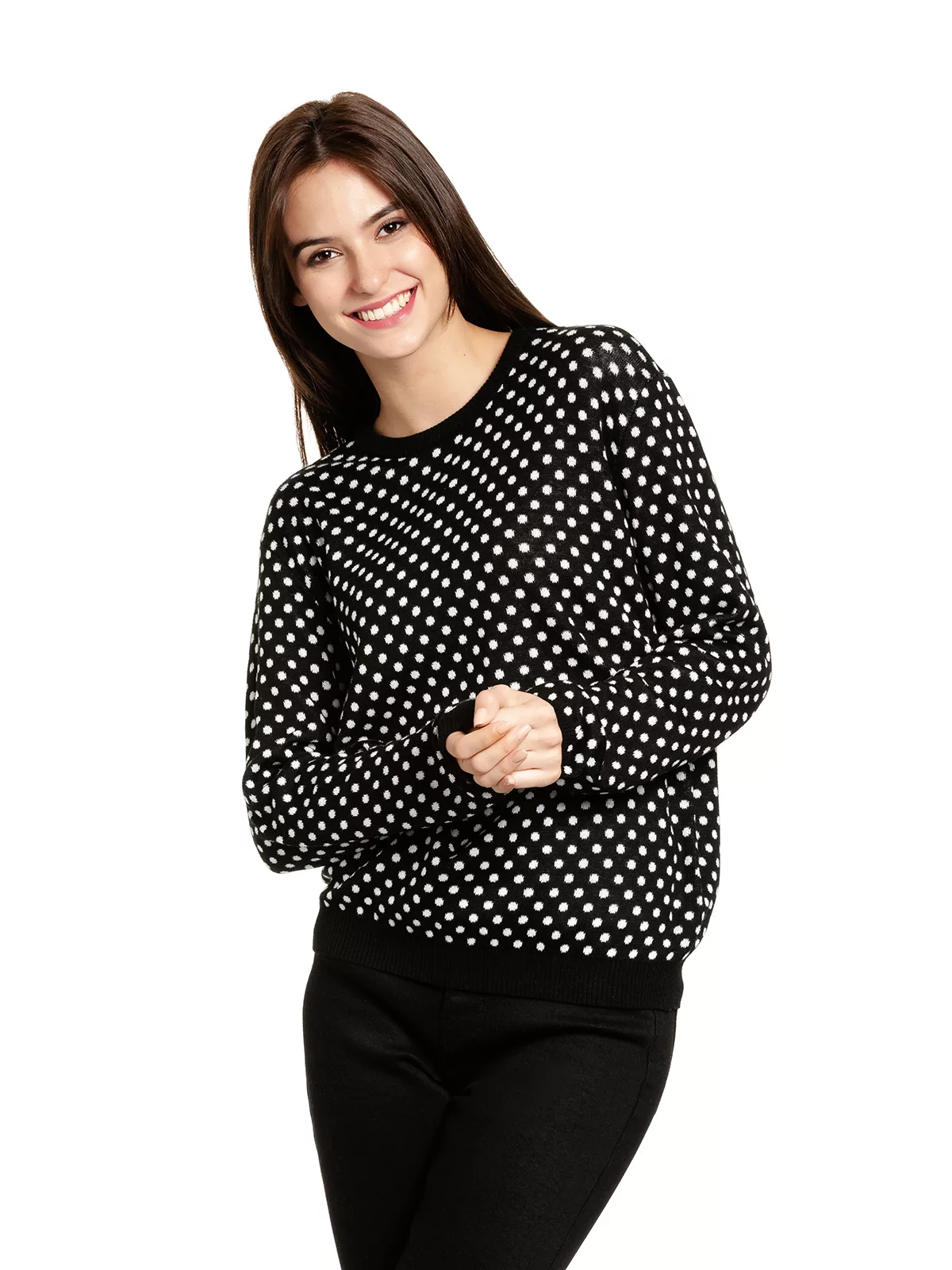 Pussy Deluxe Dotties Damen Strickpullover schwarz allover günstig online kaufen