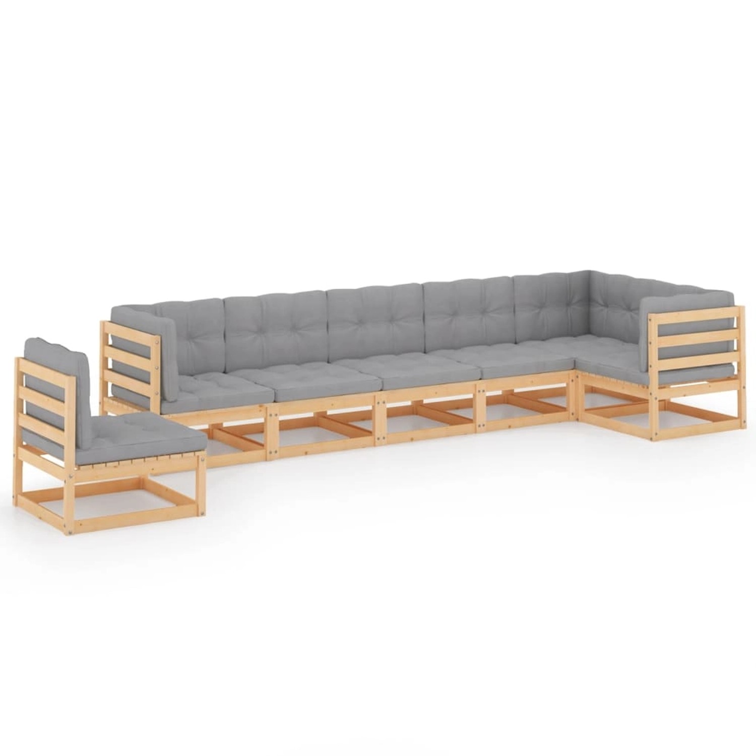 7-tlg. Garten-lounge-set Mit Kissen Kiefer Massivholz günstig online kaufen