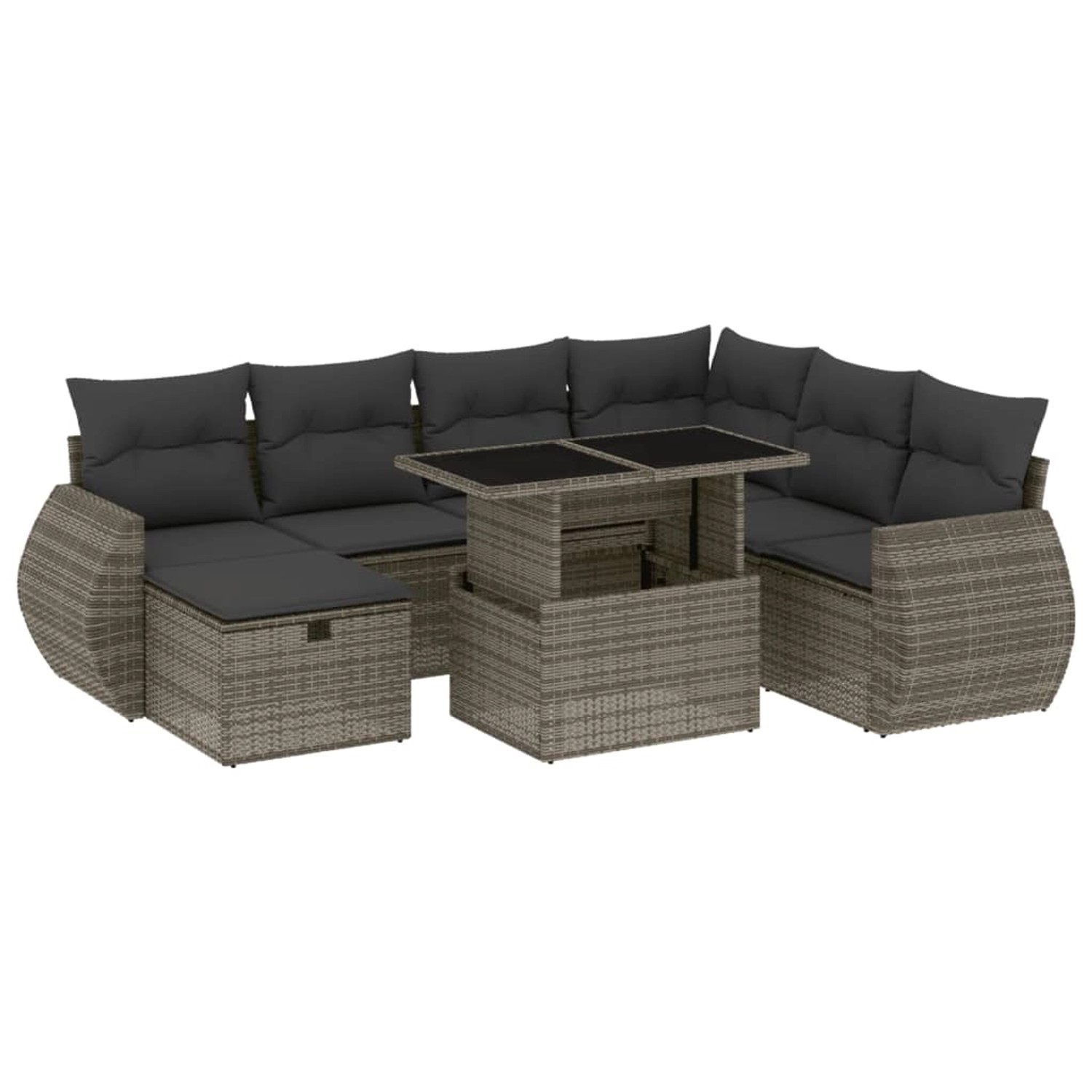 vidaXL 8-Tlg Garten-Sofagarnitur mit Kissen Grau Poly Rattan 3275160 günstig online kaufen