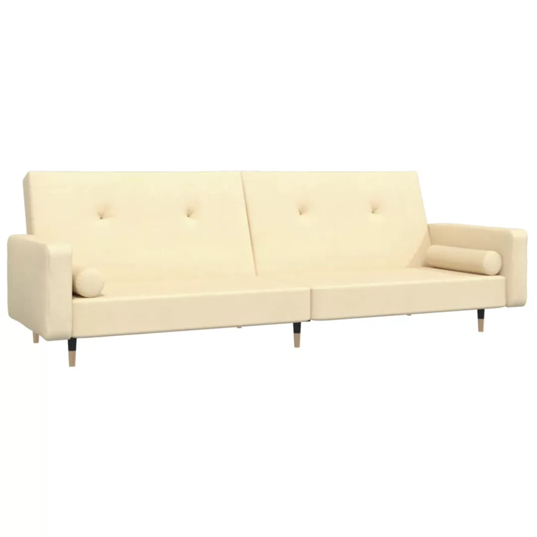 Vidaxl Schlafsofa 2-sitzer Mit 2 Kissen Creme Samt günstig online kaufen