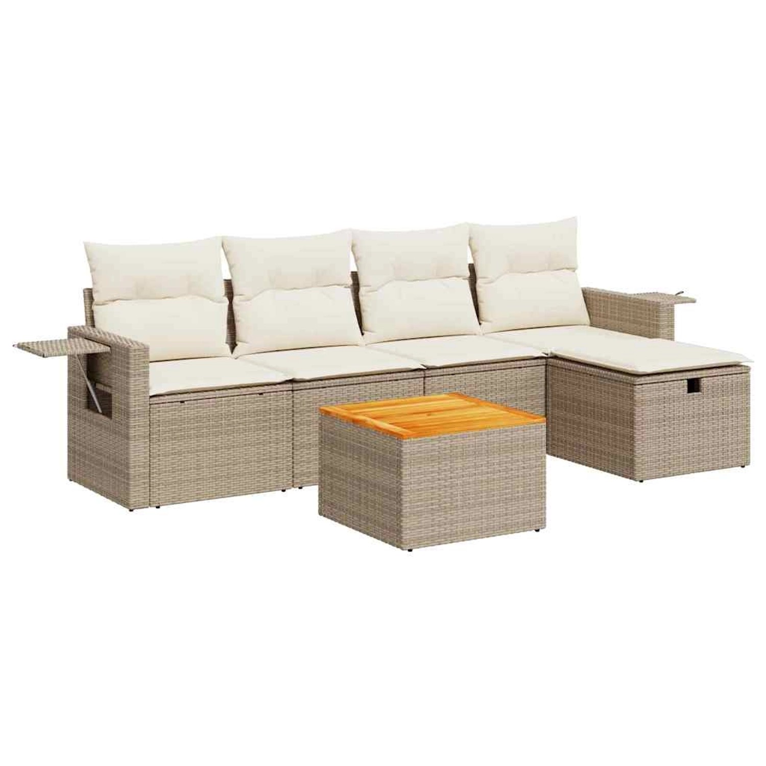 vidaXL 6-Tlg Garten-Sofagarnitur mit Kissen Beige Poly Rattan 3325810 günstig online kaufen