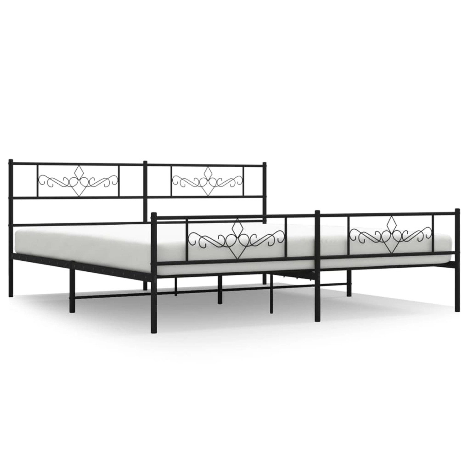 vidaXL Bettgestell mit Kopf- und Fußteil Metall Schwarz 193x203 cm Modell 1 günstig online kaufen