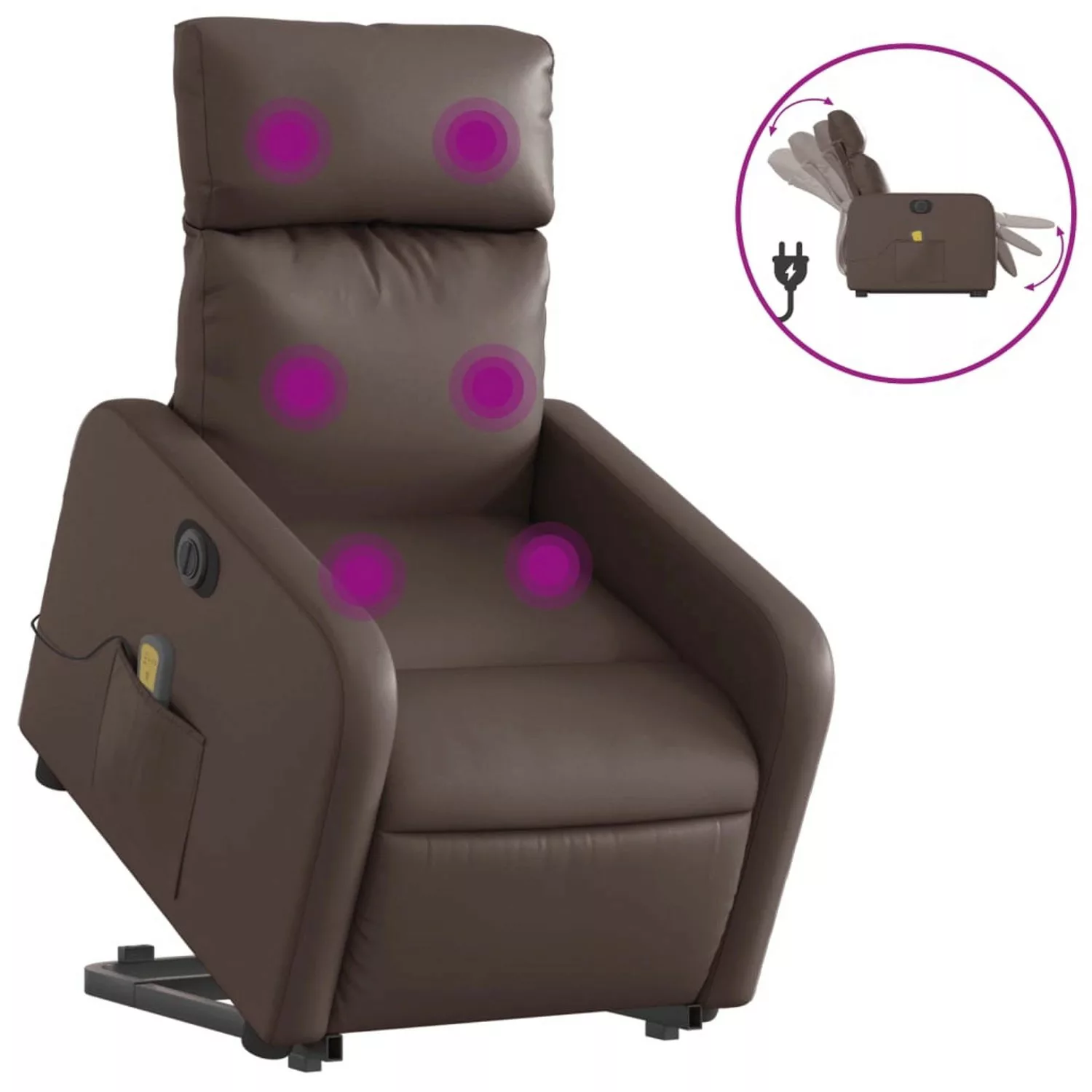 vidaXL Massagesessel mit Aufstehhilfe Elektrisch Braun Kunstleder Modell 11 günstig online kaufen