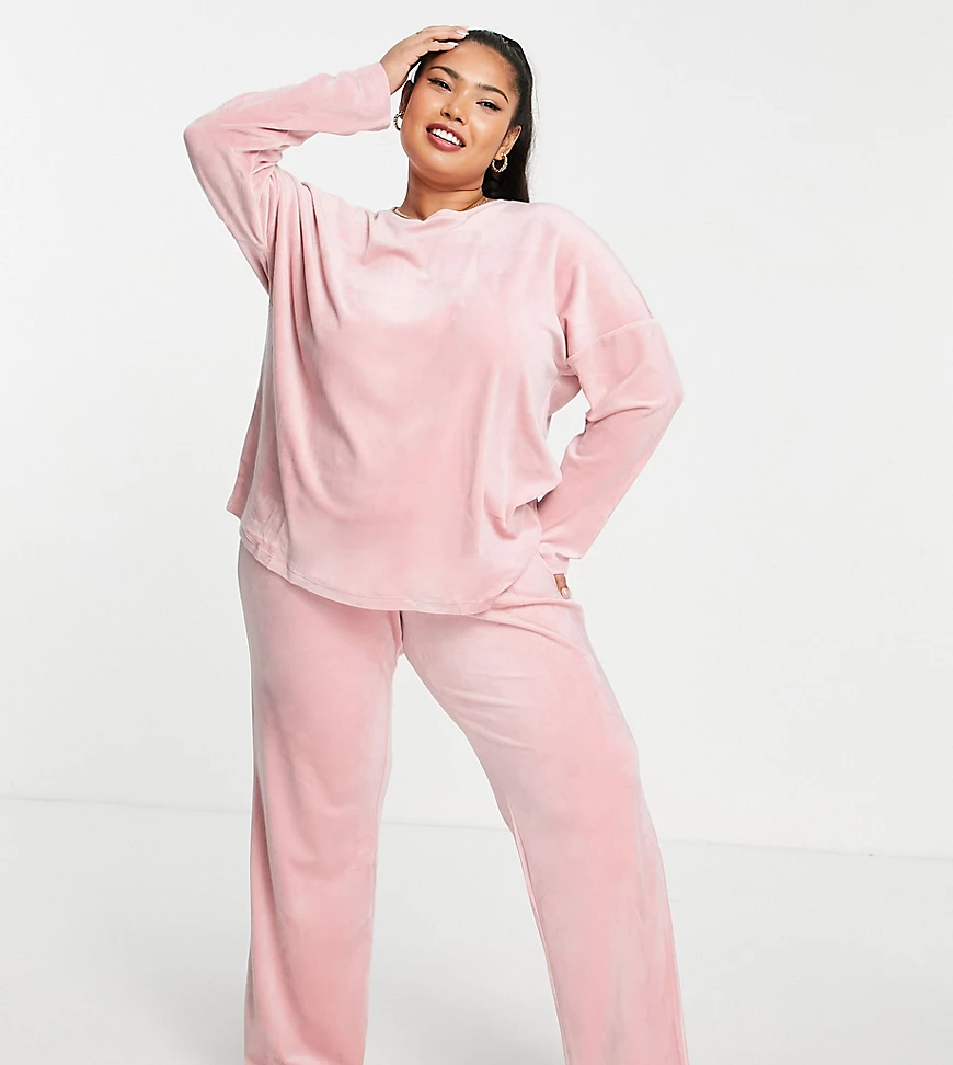 Vero Moda Curve – Pyjama aus Velours in Rosa günstig online kaufen