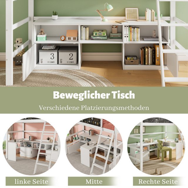 FUROKOY Etagenbett Kinderbett mit Graffiti-fähige Tafel Einzelbett 90x200 c günstig online kaufen