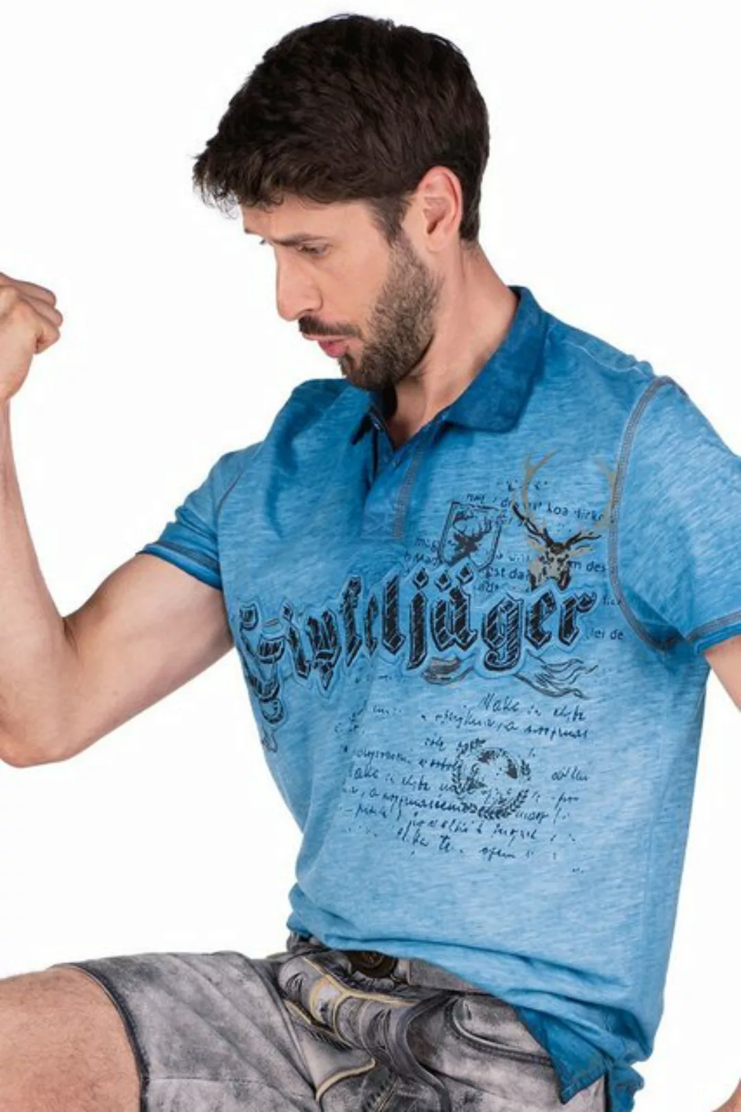 Hangowear Trachtenshirt Trachtenshirt Herren - JOACHIM - blau günstig online kaufen