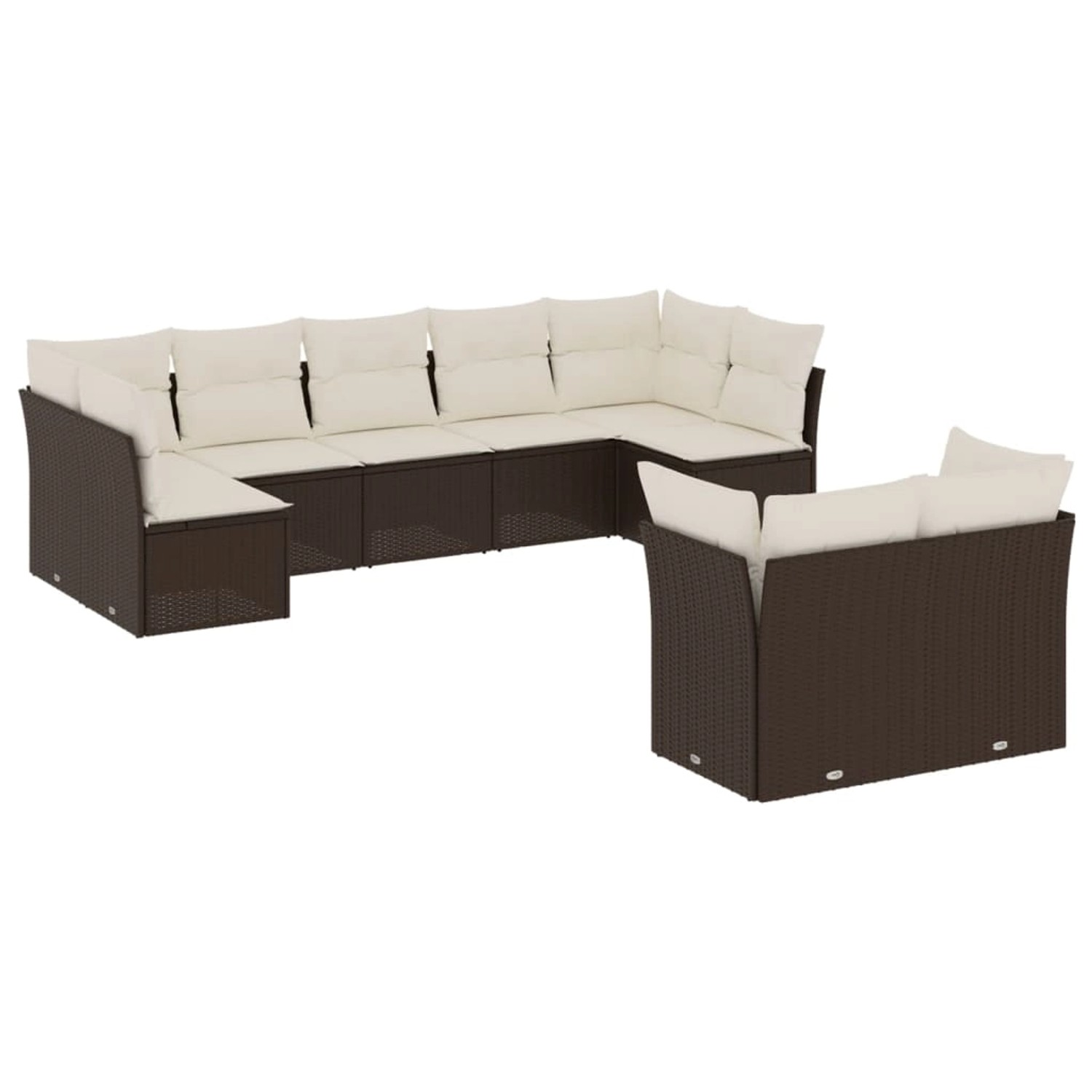 vidaXL 9-Tlg Garten-Sofagarnitur mit Kissen Braun Poly Rattan 3249992 günstig online kaufen