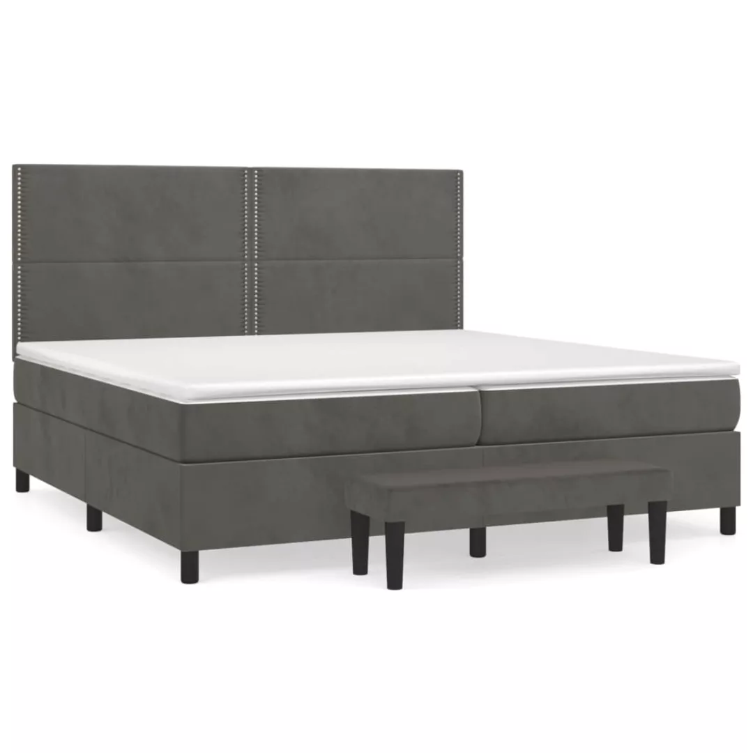 Vidaxl Boxspringbett Mit Matratze Dunkelgrau 200x200 Cm Samt günstig online kaufen