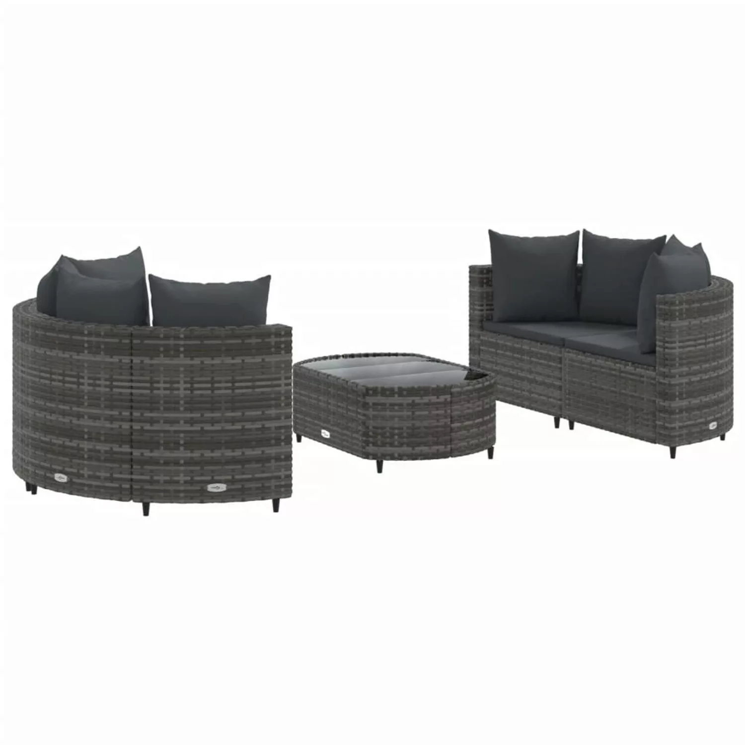 vidaXL 5-tlg Garten-Sofagarnitur mit Kissen Grau Poly Rattan Modell 109 günstig online kaufen