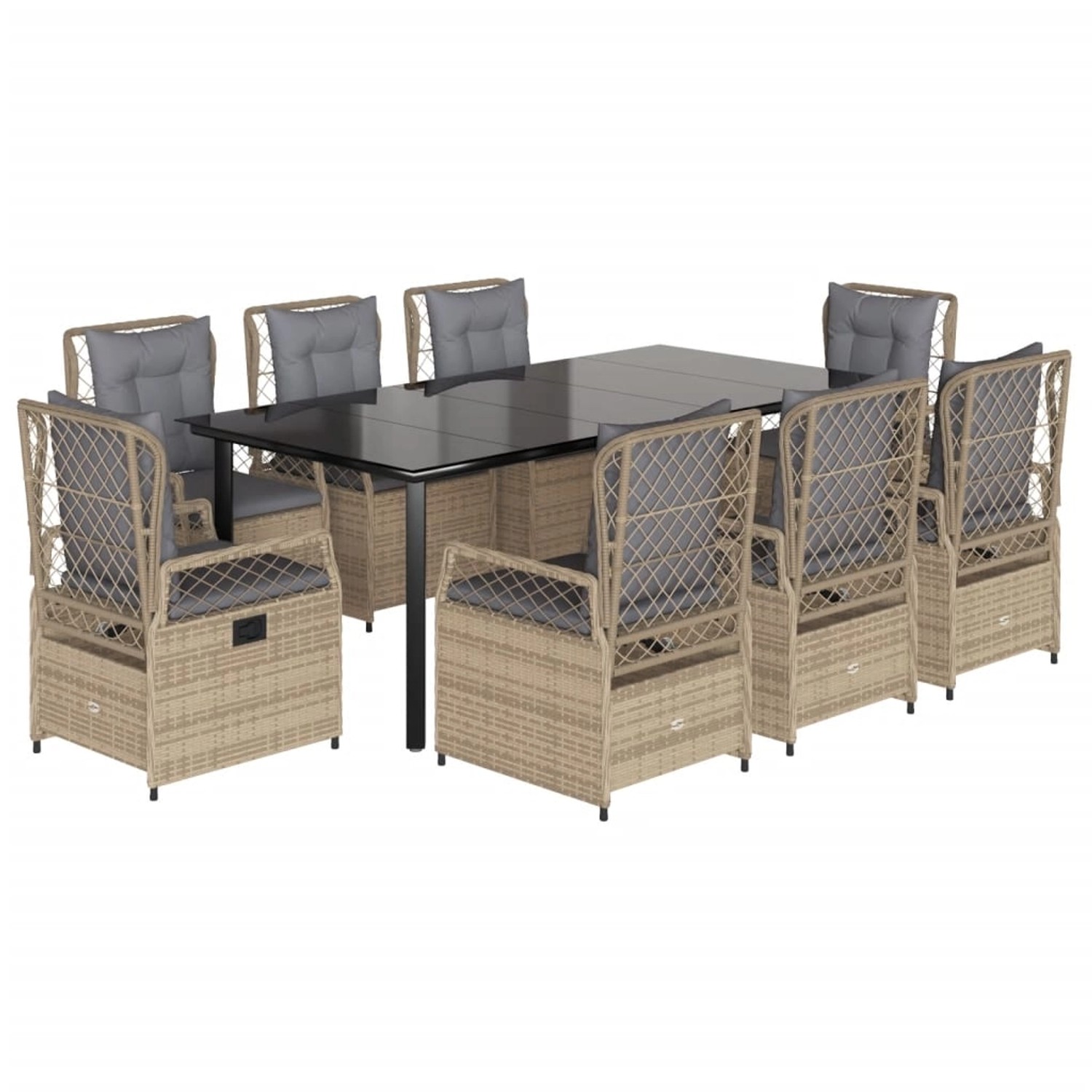 vidaXL 9-Tlg Garten-Essgruppe mit Kissen Beige Poly Rattan 3263012 günstig online kaufen