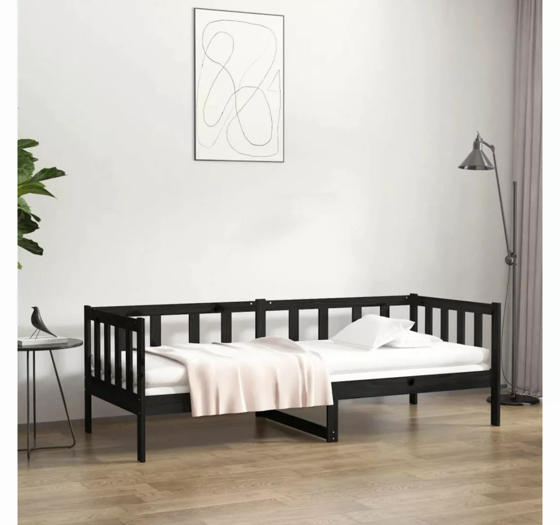 vidaXL Bett Tagesbett Schwarz 80x200 cm Massivholz Kiefer günstig online kaufen