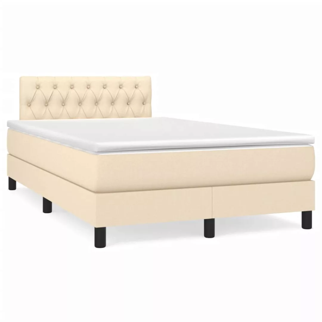 Vidaxl Boxspringbett Mit Matratze Creme 120x200 Cm Stoff günstig online kaufen