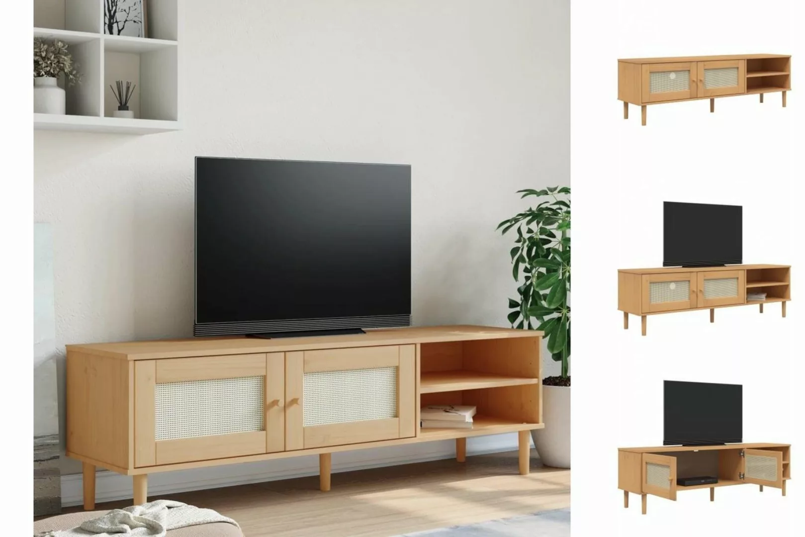 vidaXL TV-Schrank TV-Schrank SENJA Rattan-Optik Braun 158x40x49 cm Kiefernh günstig online kaufen