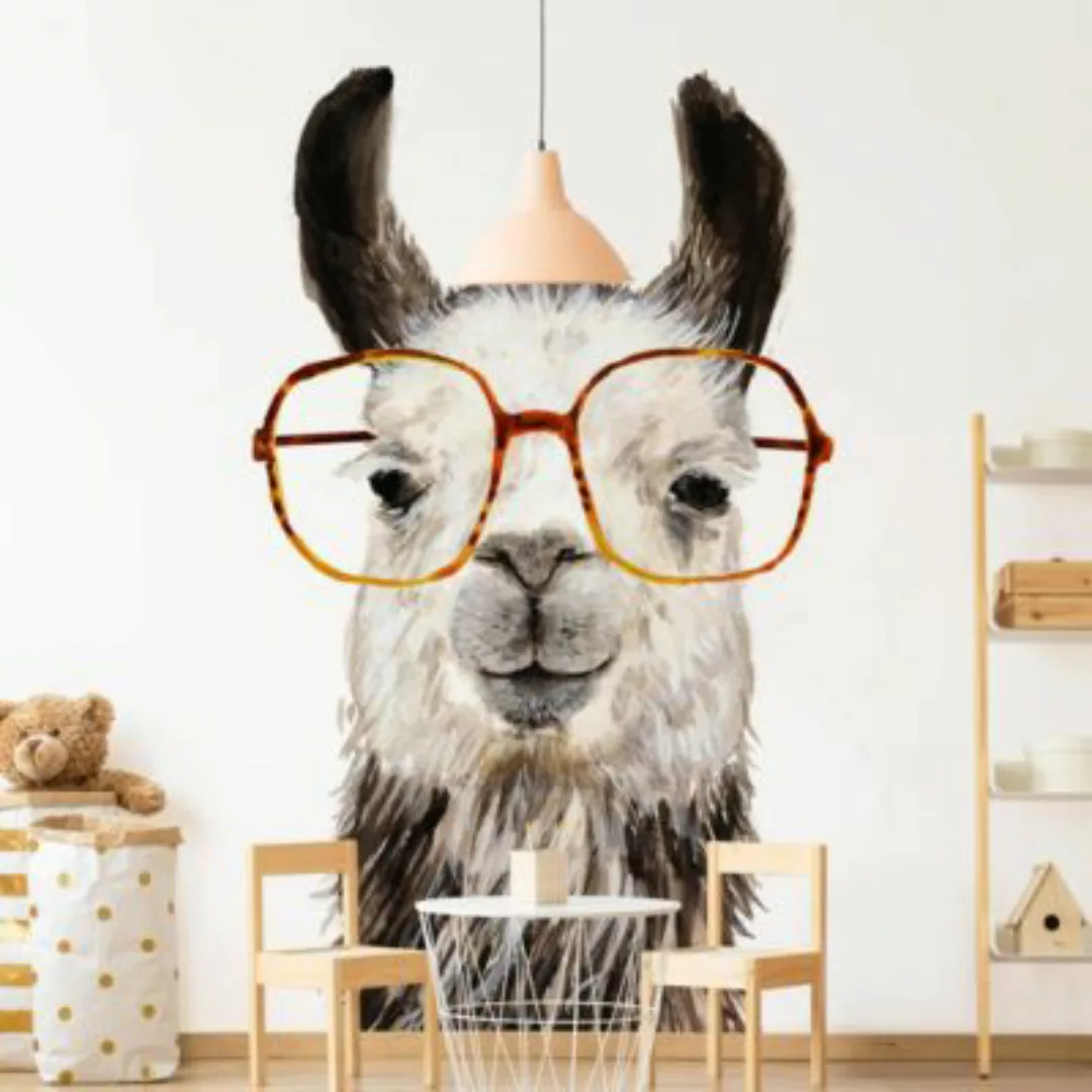 Bilderwelten Kindertapete Hippes Lama mit Brille IV weiß Gr. 288 x 288 günstig online kaufen