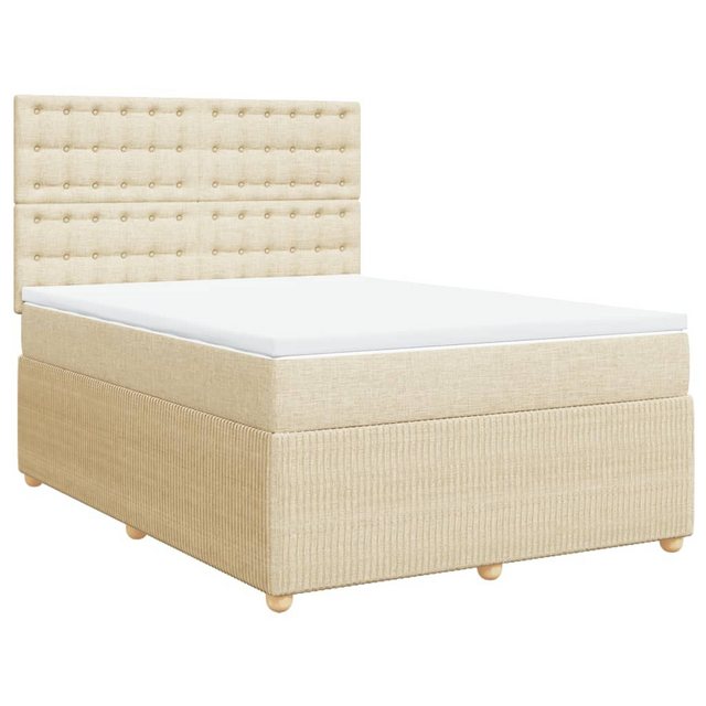 vidaXL Bett Boxspringbett mit Matratze Creme 140x200 cm Stoff günstig online kaufen