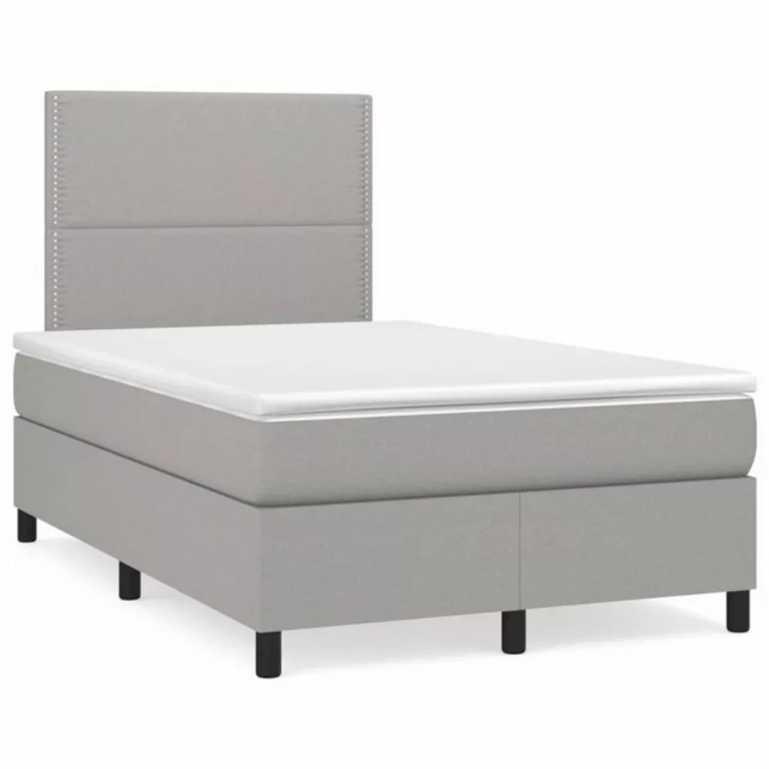 vidaXL Boxspringbett Boxspringbett mit Matratze Hellgrau 120x200 cm Stoff B günstig online kaufen