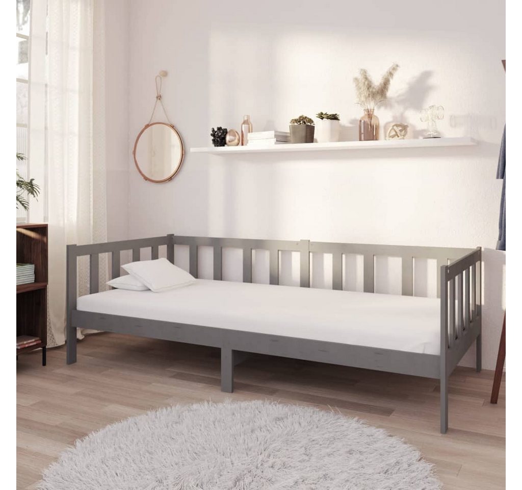 vidaXL Gästebett Tagesbett Gästebett mit Matratze 90x200 cm Grau Massivholz günstig online kaufen