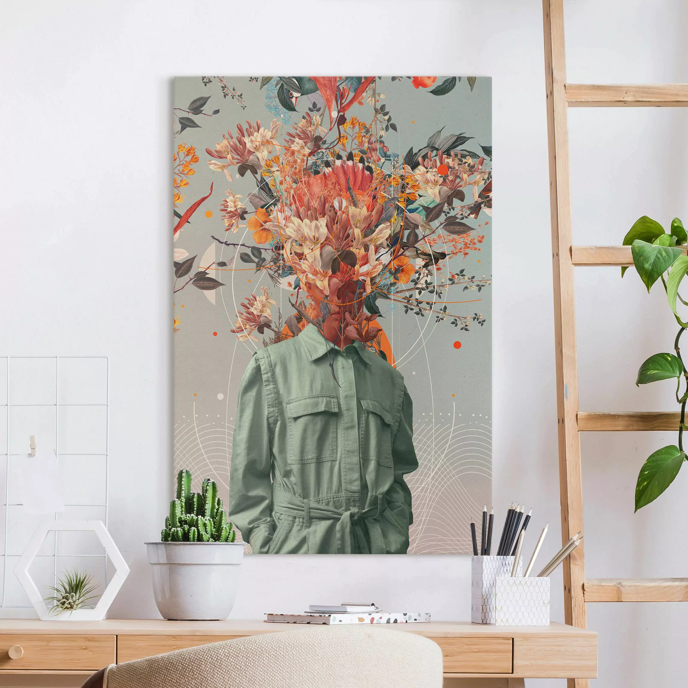 Leinwandbild Blumen Porträt - Blüten in Orange günstig online kaufen