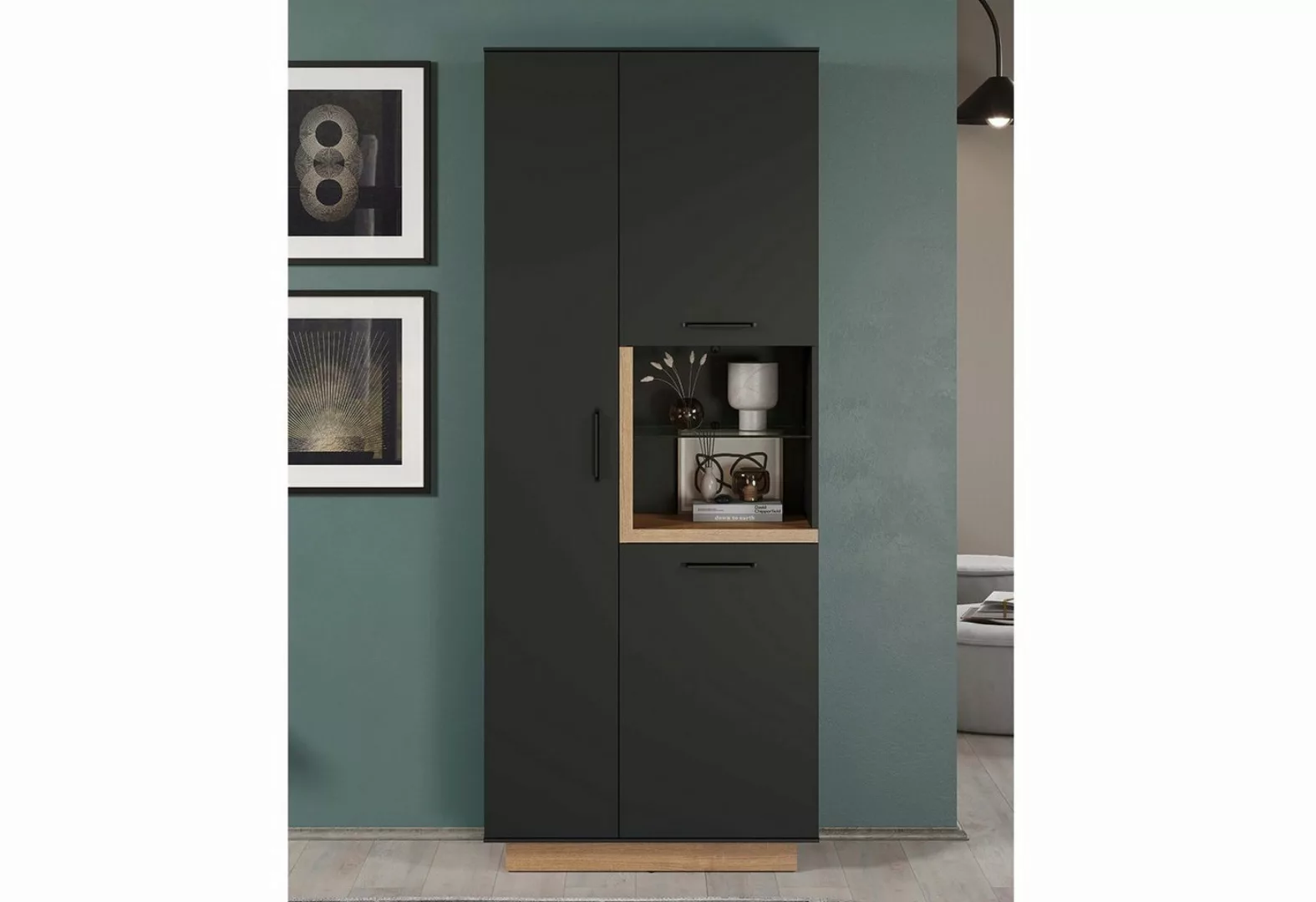 trendteam Vitrine Synnax Hochschrank Vitrinenschrank Wohnzimmerregal Schran günstig online kaufen