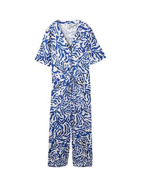 TOM TAILOR Jumpsuit Gemusterter Overall mit V-Ausschnitt günstig online kaufen