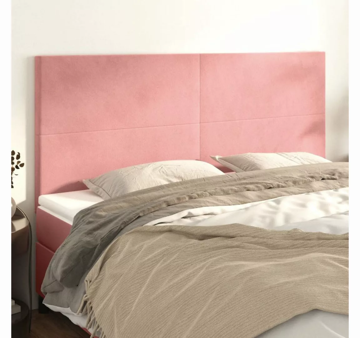 vidaXL Bett, Kopfteile 4 Stk. Rosa 80x5x78/88 cm Samt günstig online kaufen