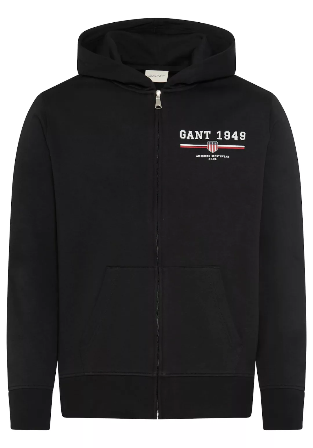 Gant Kapuzensweatjacke "GRAPHIC FULL ZIP HOODIE", Kängurutasche, Rippbündch günstig online kaufen