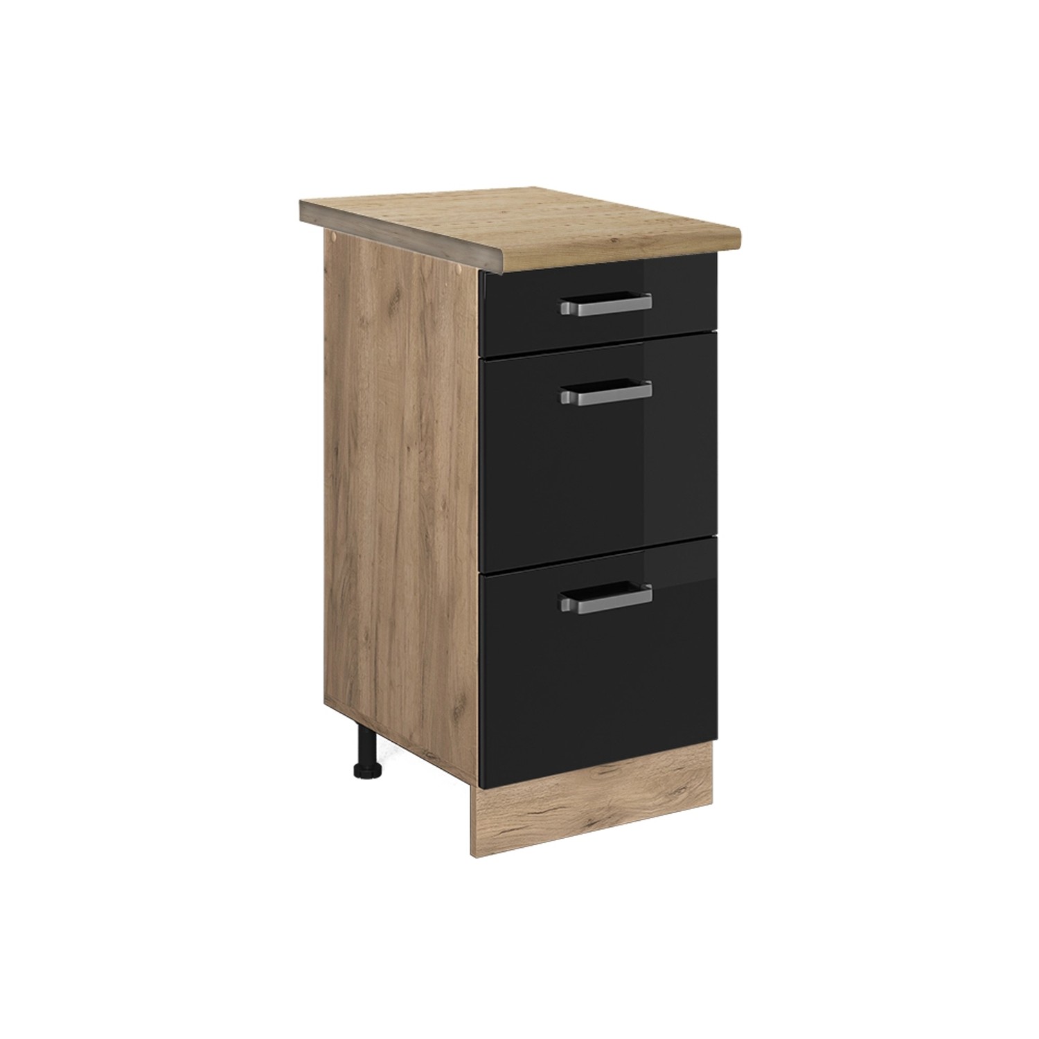 Vicco Unterschrank R-Line, Schwarz Hochglanz/Goldkraft Eiche, günstig online kaufen