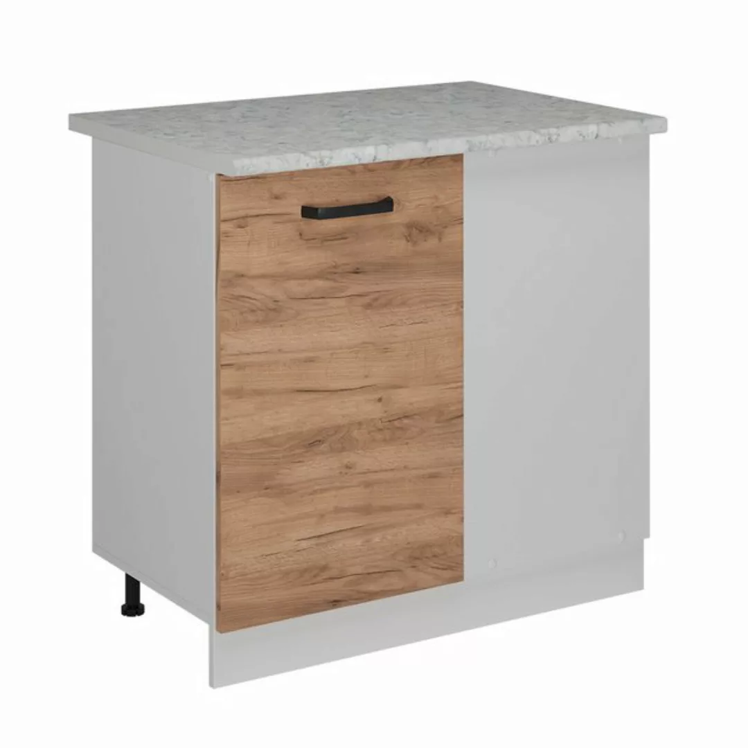 Vicco Eckunterschrank R-Line, Goldkraft Eiche/Weiß, 86 cm AP Marmor günstig online kaufen