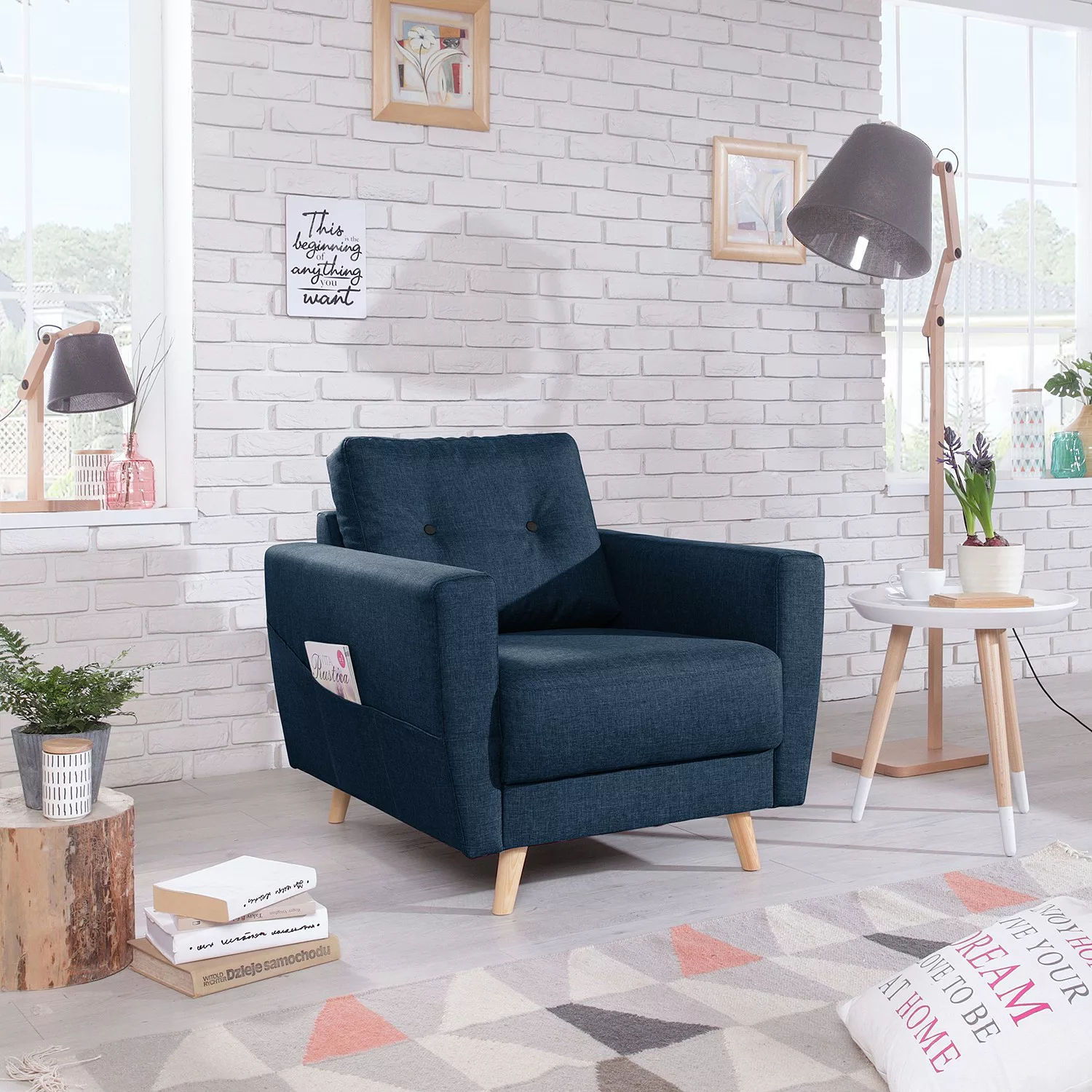 home24 Mørteens Sessel Sola Cappuccino Webstoff 79x90x90 cm (BxHxT) günstig online kaufen
