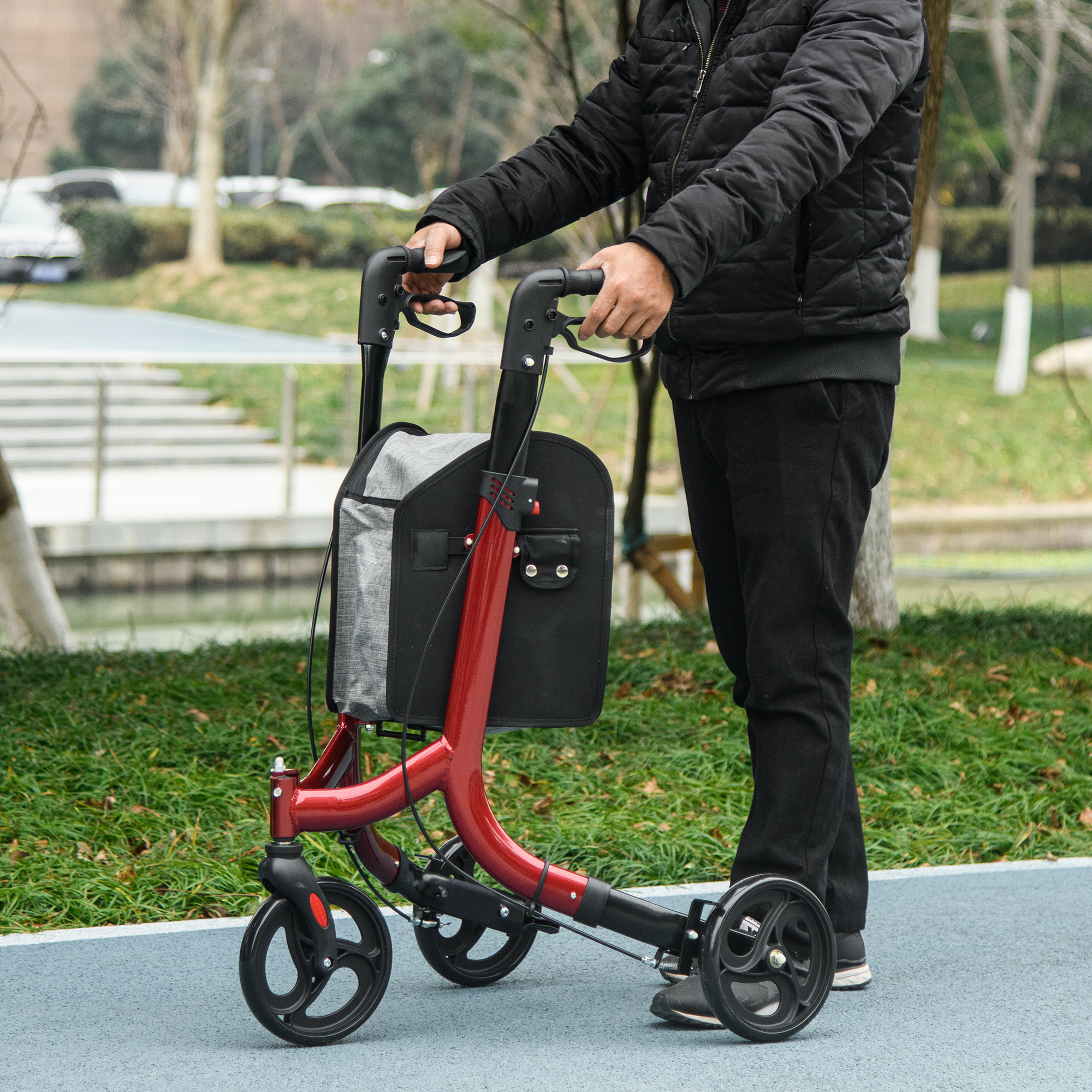 HOMCOM Gehwagen 3 Räder faltbar, Gehwagen für ältere Menschen, Doppelbremse günstig online kaufen