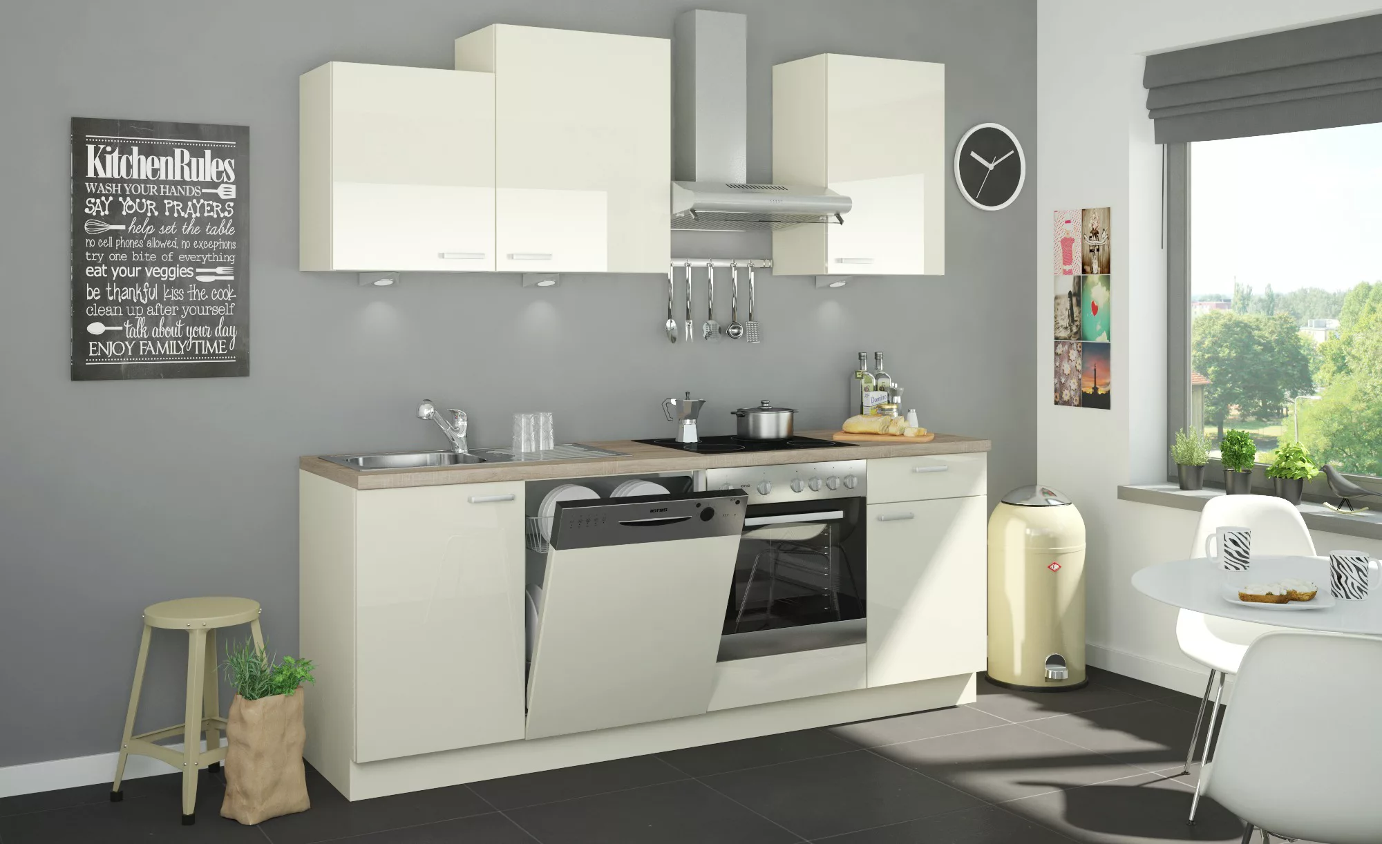 Küchenzeile mit Elektrogeräten  Erfurt ¦ creme ¦ Maße (cm): B: 220 Küchen-o günstig online kaufen