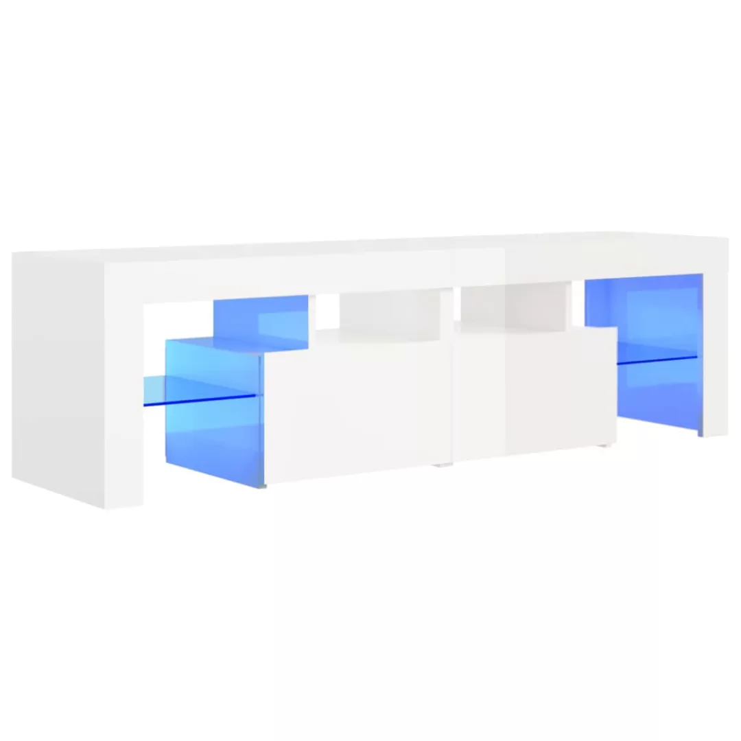 Tv-schrank Mit Led-leuchten Hochglanz-weiß 140x35x40 Cm günstig online kaufen