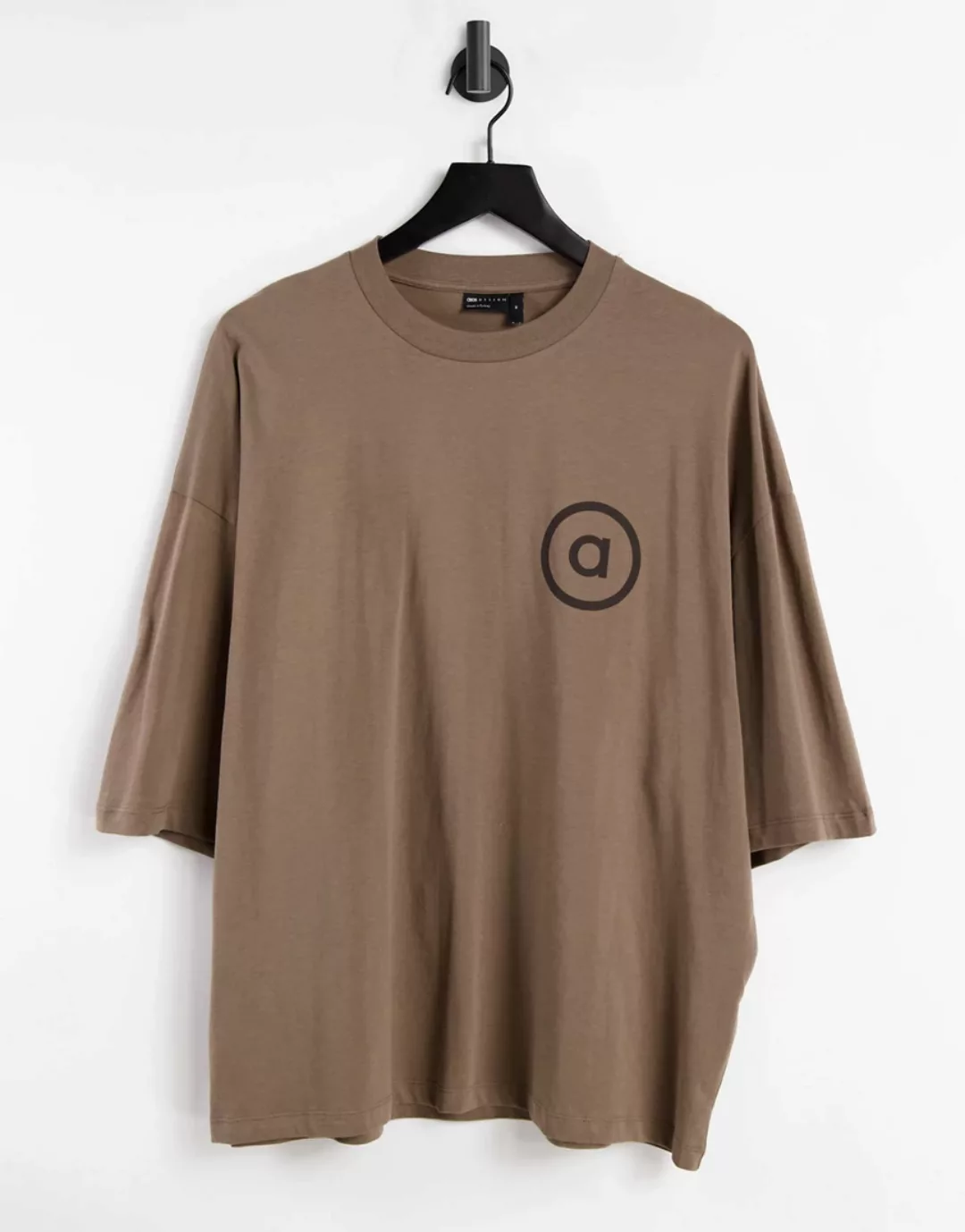 ASOS DESIGN – Oversize-T-Shirt in Braun mit Logoprint vorne günstig online kaufen