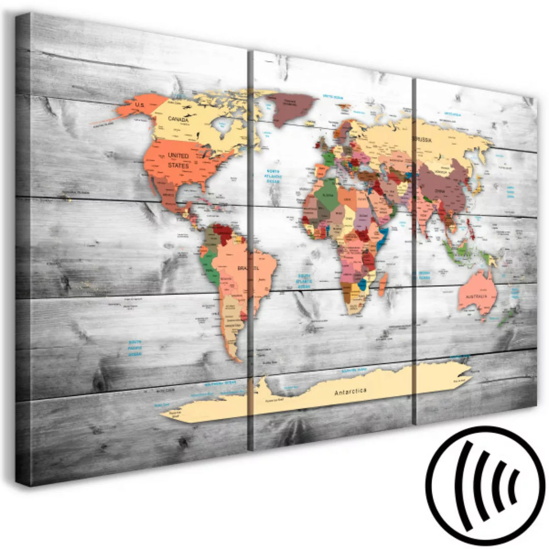 Bild auf Leinwand World Map: New Directions (3 Parts) XXL günstig online kaufen