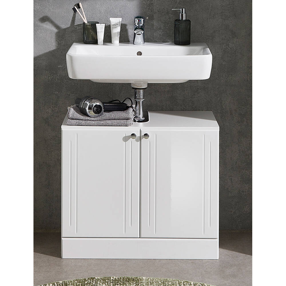 Lomadox Waschbeckenunterschrank NEMI-66 Bad in weiß mit weiß Hochglanz, B/H günstig online kaufen