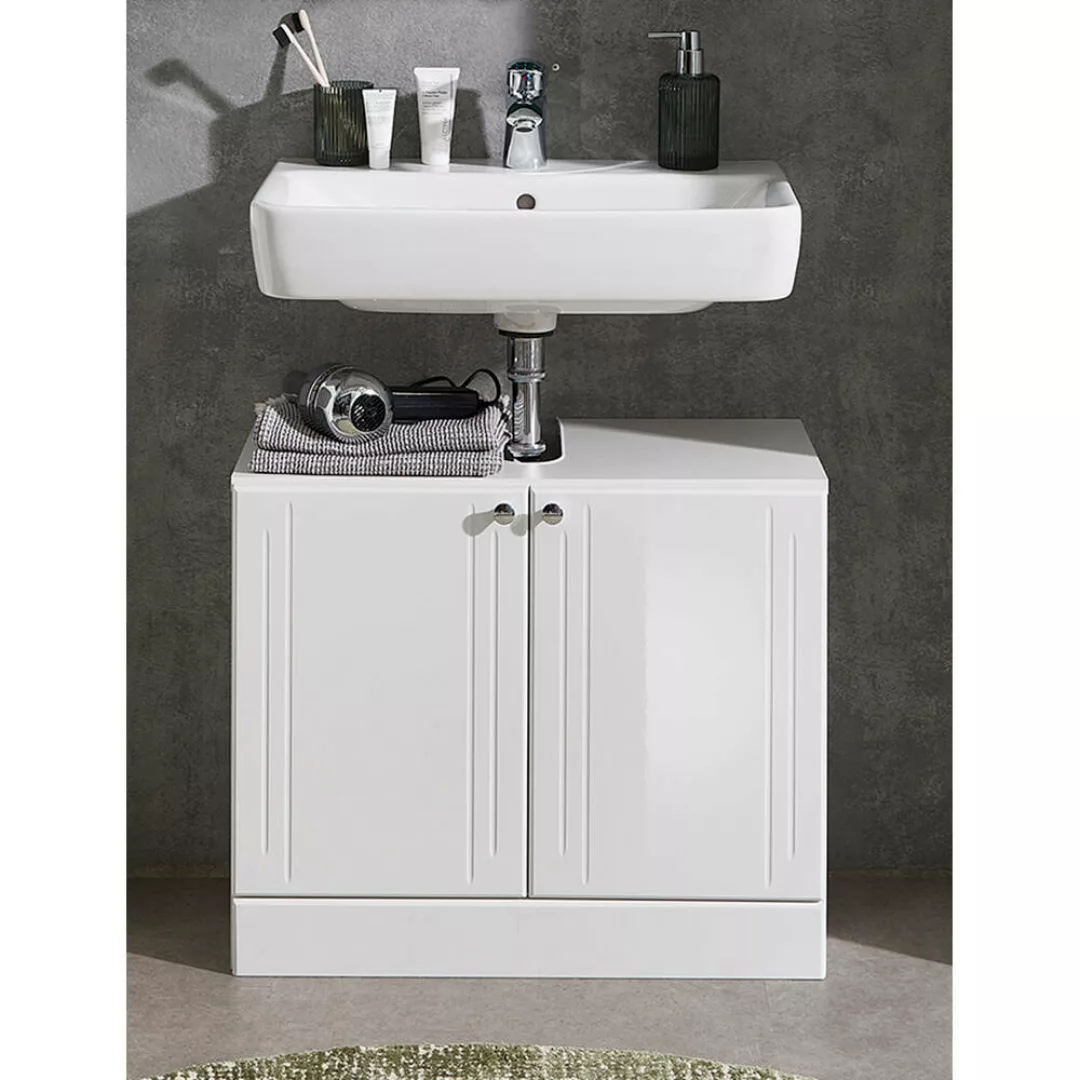 Lomadox Waschbeckenschrank NEMI-66 Bad in weiß mit weiß Hochglanz, B/H/T: c günstig online kaufen