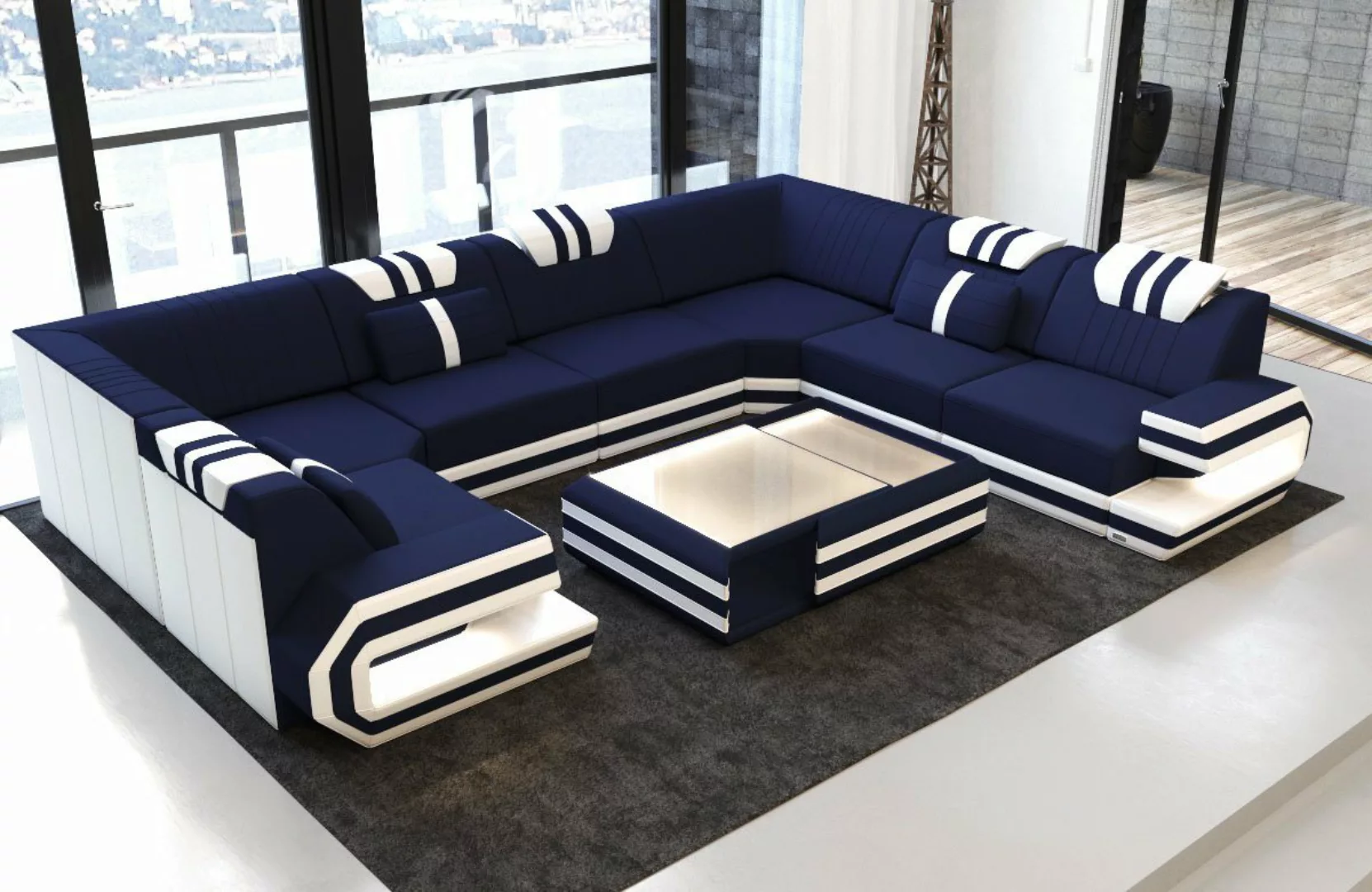 Sofa Dreams Wohnlandschaft Polster Stoff Design Sofa Ragusa U Form M Mikrof günstig online kaufen