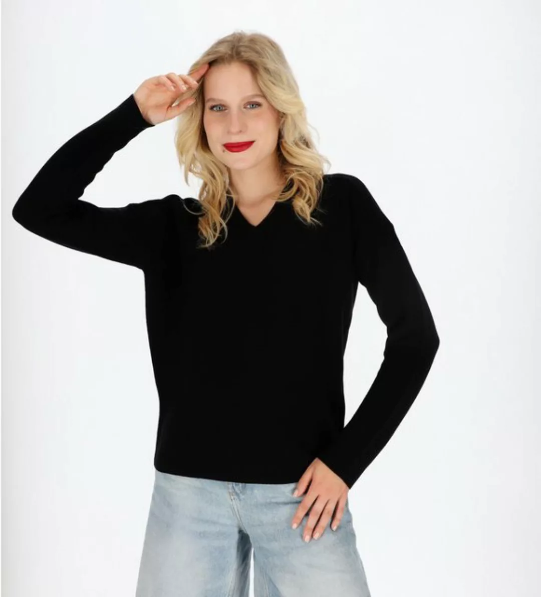 halsüberkopf Accessoires Strickpullover mit V-Ausschnitt aus Merinowolle günstig online kaufen