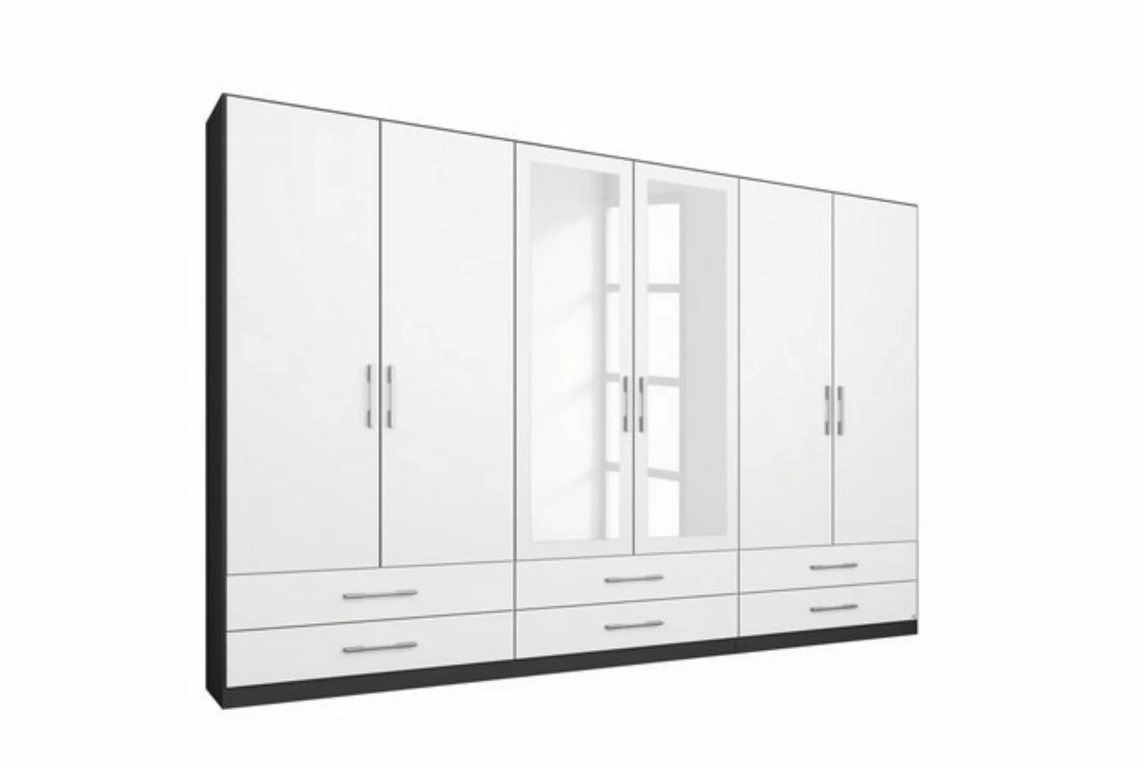 Kindermöbel 24 Schranksystem Levi grau - weiß 6 Türen B 271 cm - H 210 cm günstig online kaufen
