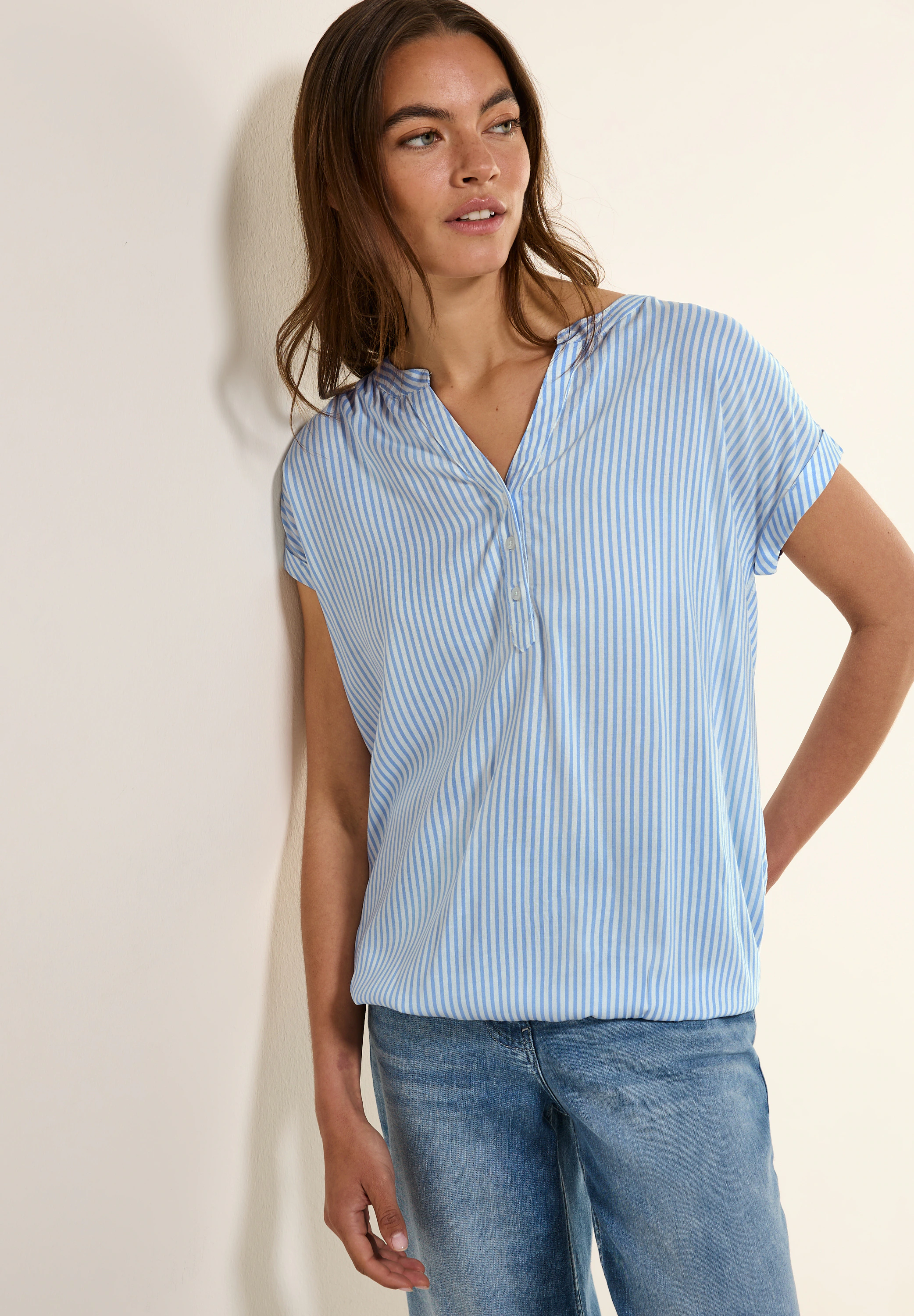 Cecil Kurzarmbluse, im Streifen-Look günstig online kaufen