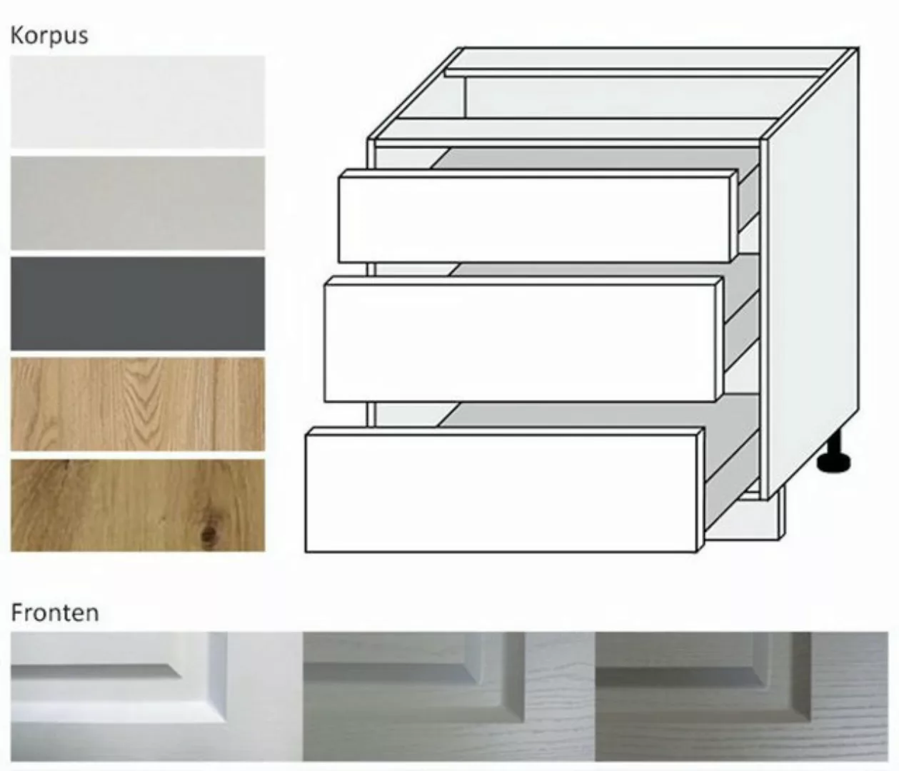 Feldmann-Wohnen Unterschrank Elbing (Elbing, 1-St) 80cm Front- und Korpusfa günstig online kaufen