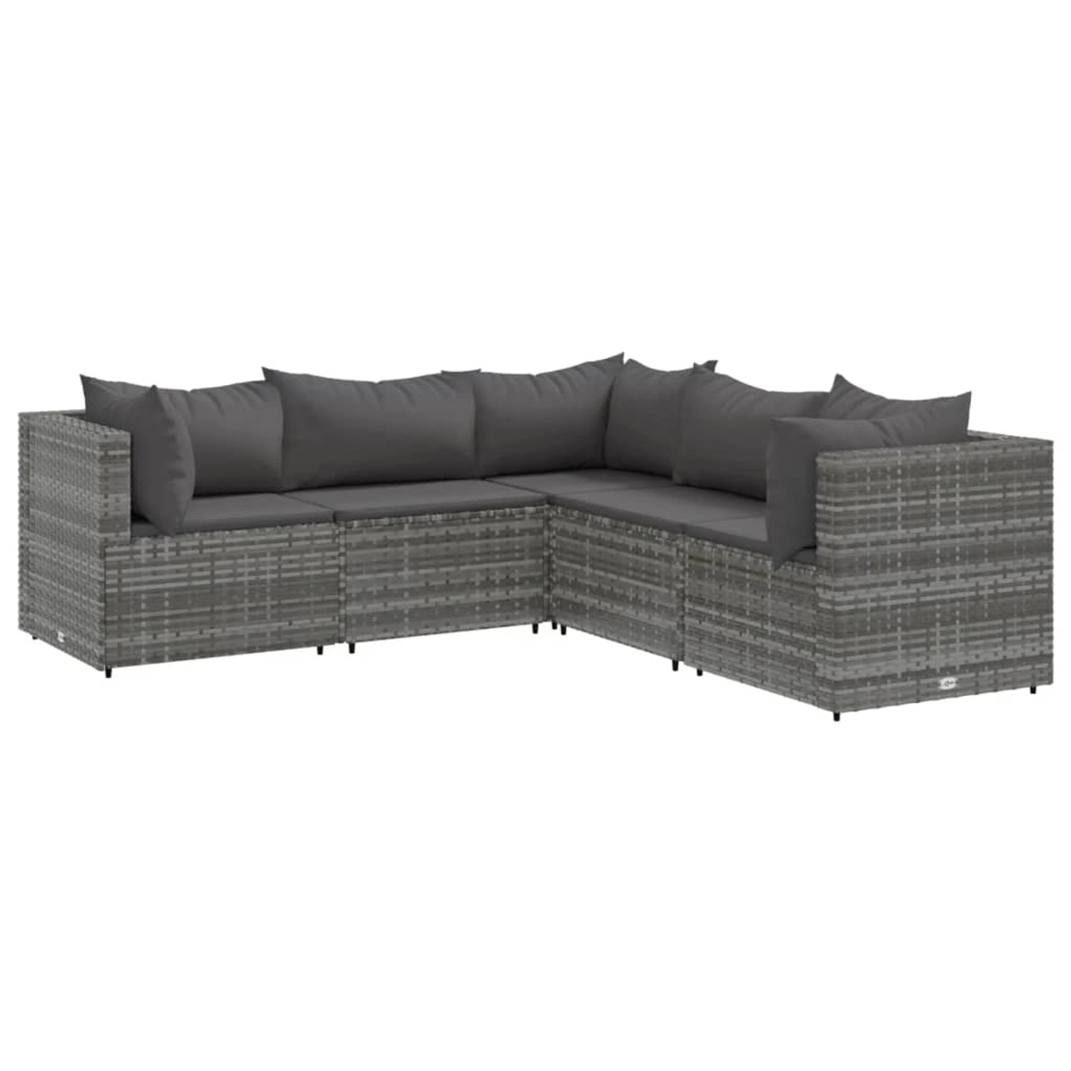 vidaXL 5-tlg Garten-Lounge-Set mit Kissen Grau Poly Rattan Modell 53 günstig online kaufen