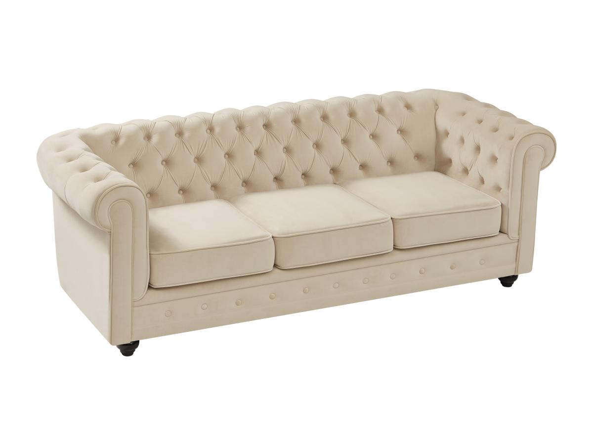 Sofa 3-Sitzer - Samt - Beige - CHESTERFIELD günstig online kaufen