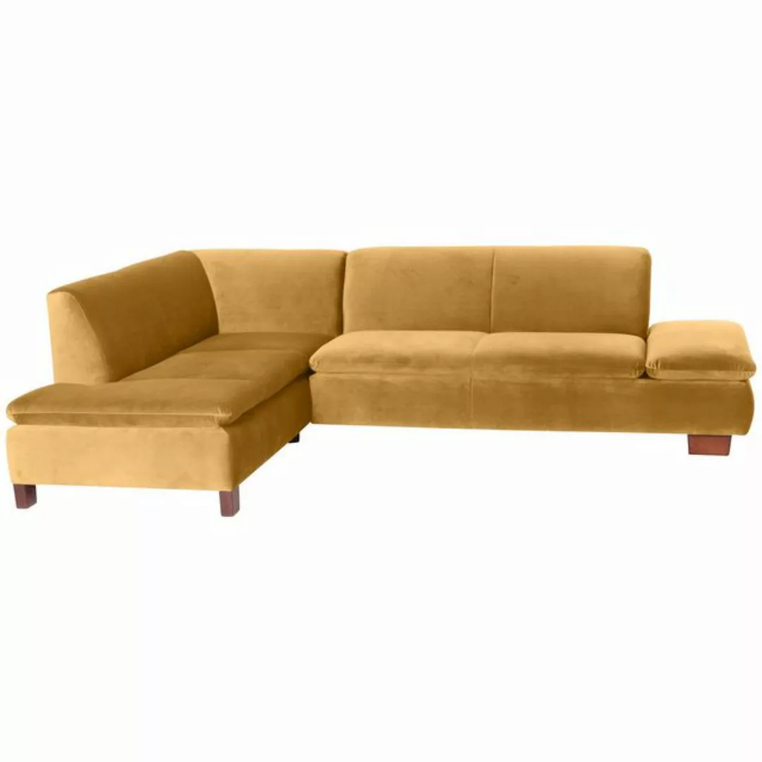 58 aufm Kessel Sofa mit Ottomane links Kaye Bezug Samtvelours Buche nussbau günstig online kaufen