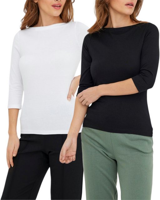 Vero Moda 3/4-Arm-Shirt (Set, 2er-Pack) in Unifarbe günstig online kaufen