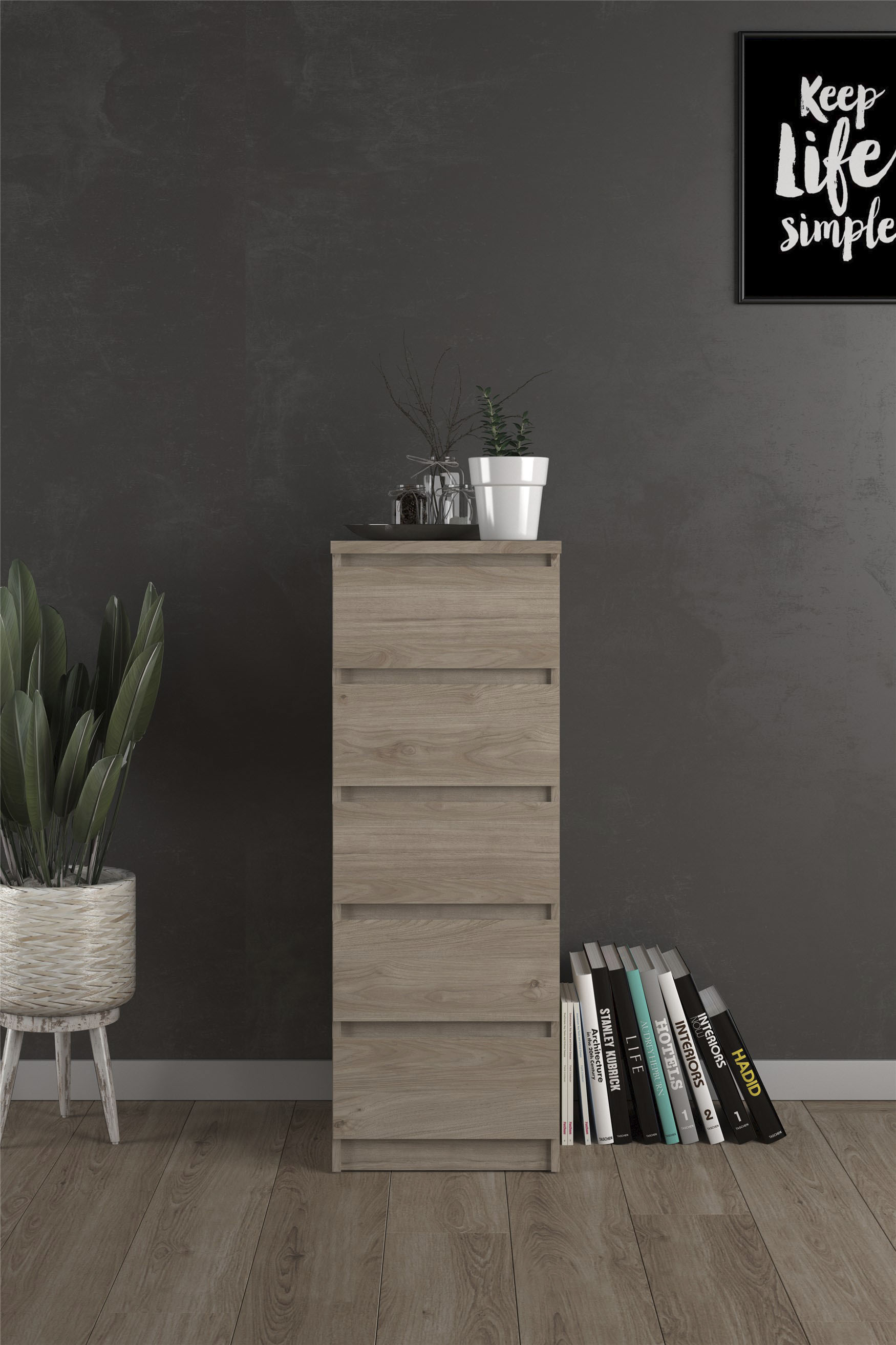 INOSIGN Highboard "Naia, Hockkommode mit 5 Schubkästen", abgerundete Schubl günstig online kaufen