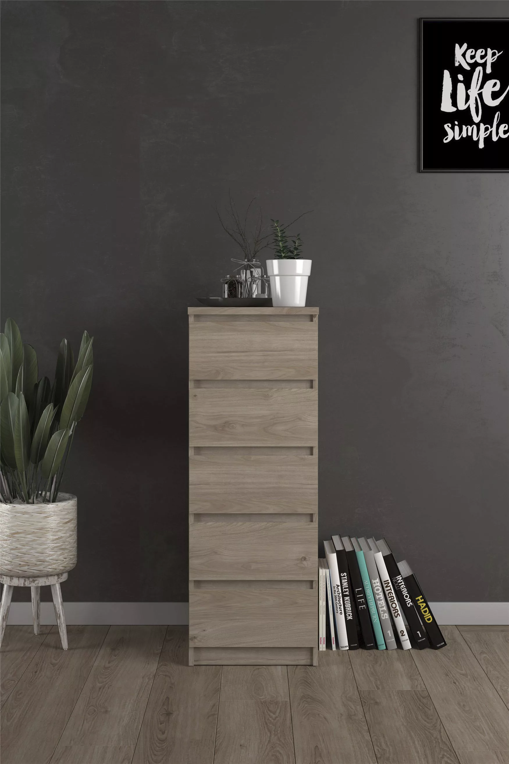 INOSIGN Highboard "Naia, Hockkommode mit 5 Schubkästen", abgerundete Schubl günstig online kaufen