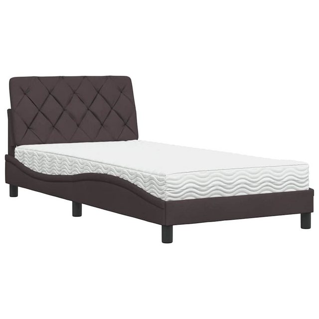 vidaXL Bett Bett mit Matratze Dunkelbraun 100x200 cm Stoff günstig online kaufen