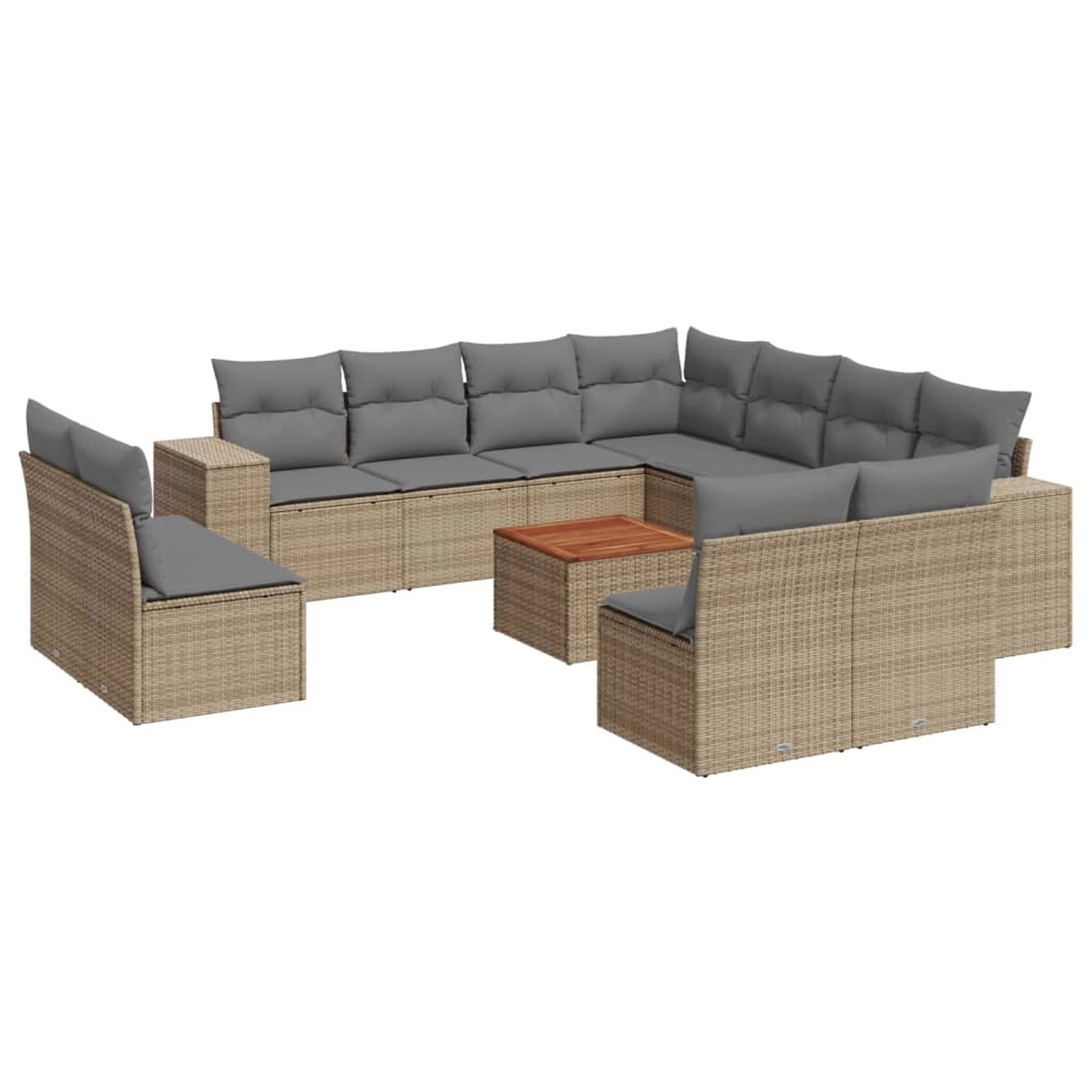 vidaXL 12-Tlg Garten-Sofagarnitur mit Kissen Beige Poly Rattan 3225506 günstig online kaufen